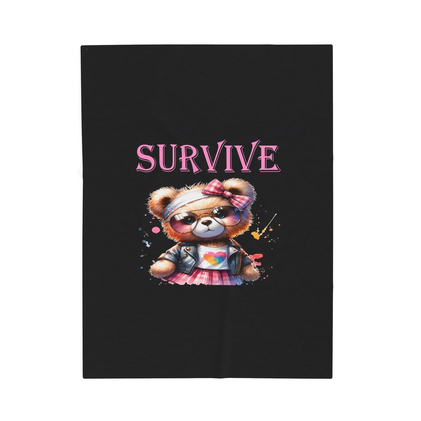 Princess Grace Survive Plush Blanket Cozy Cute Teddy Bear Design for Comfort and Style