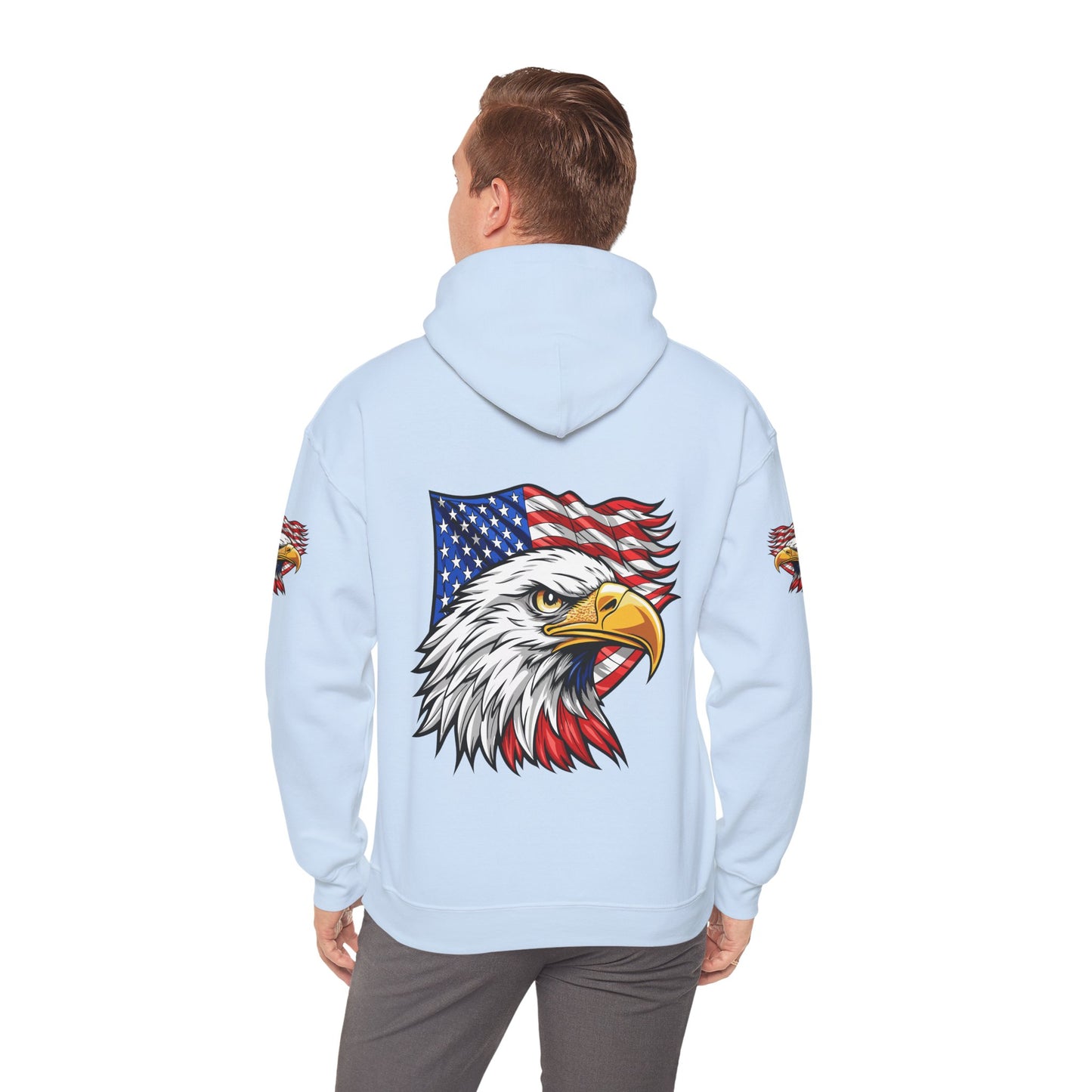 Princess Grace Patriotic Eagle Hoodie Unisex Heavy Blend Sweatshirt with American Flag Design