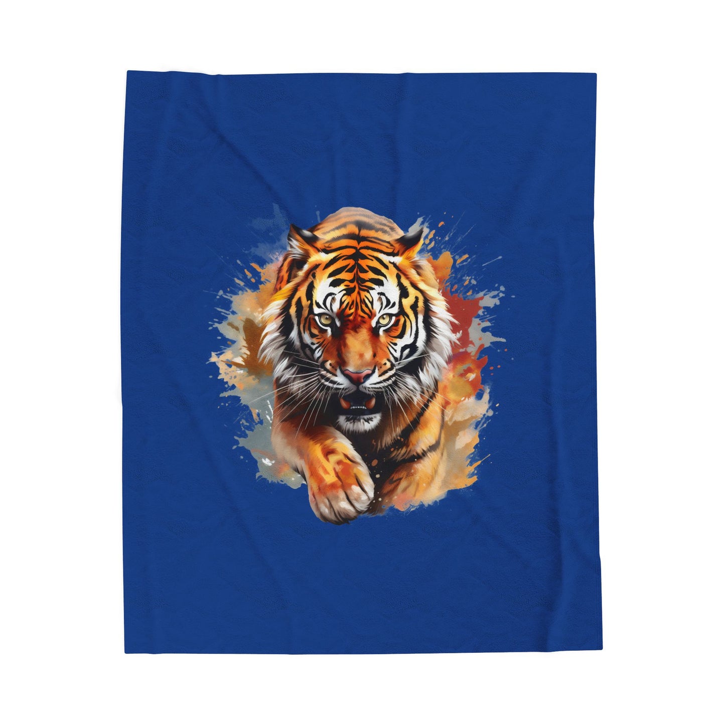 Princess Grace  Fierce Tiger Velveteen Plush Blanket Cozy Animal Decor