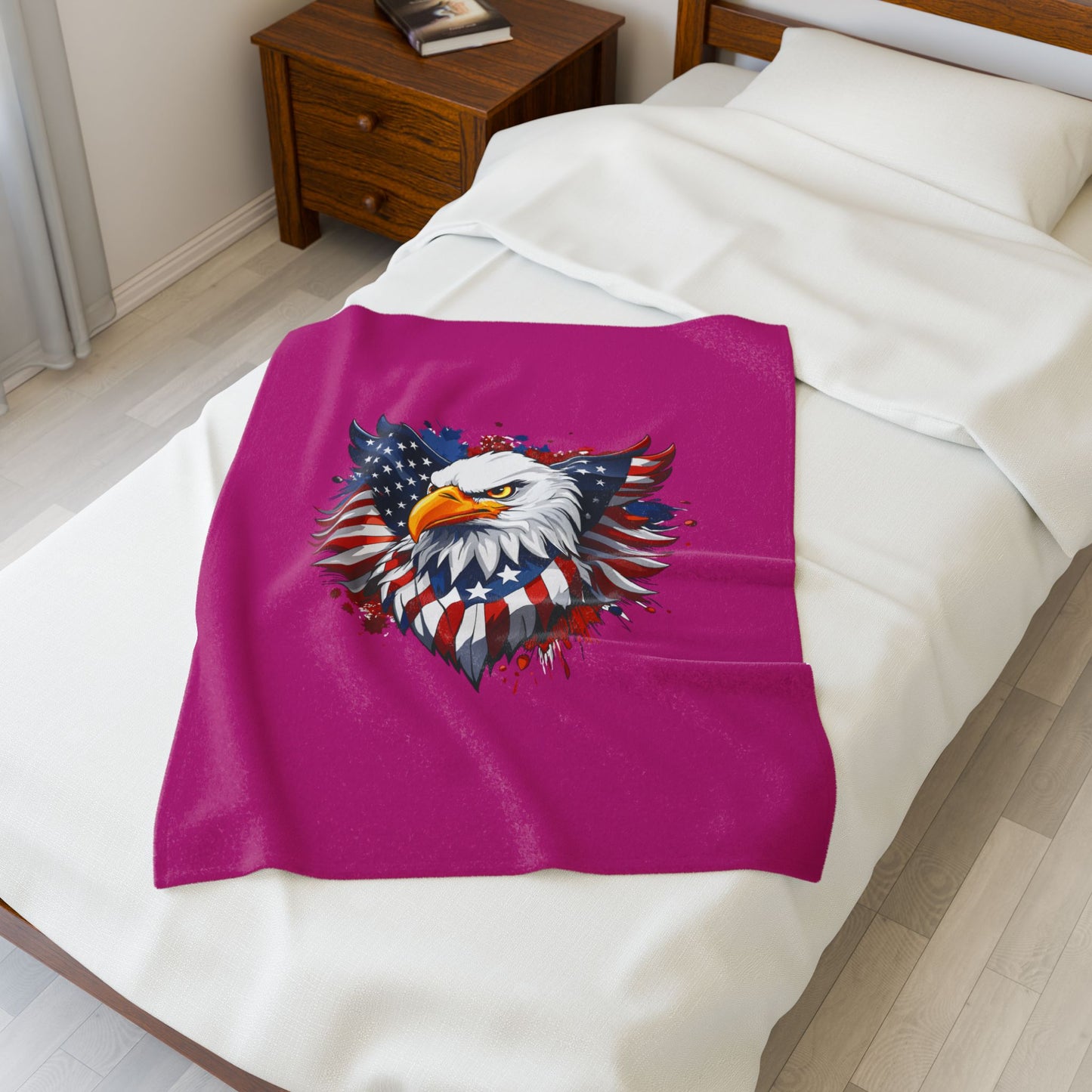 Princess Grace Patriotic Eagle Velveteen Plush Blanket
