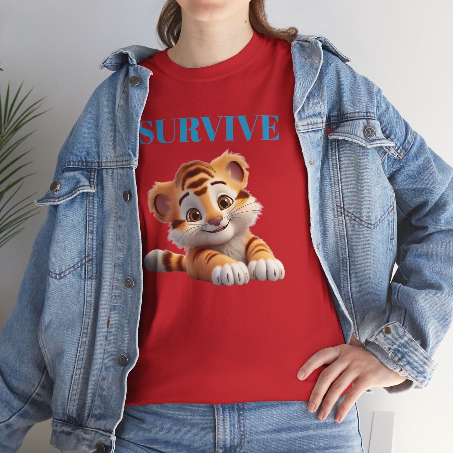 Princess Grace Survive Tiger Unisex Heavy Cotton Tee Cute Animal Graphic