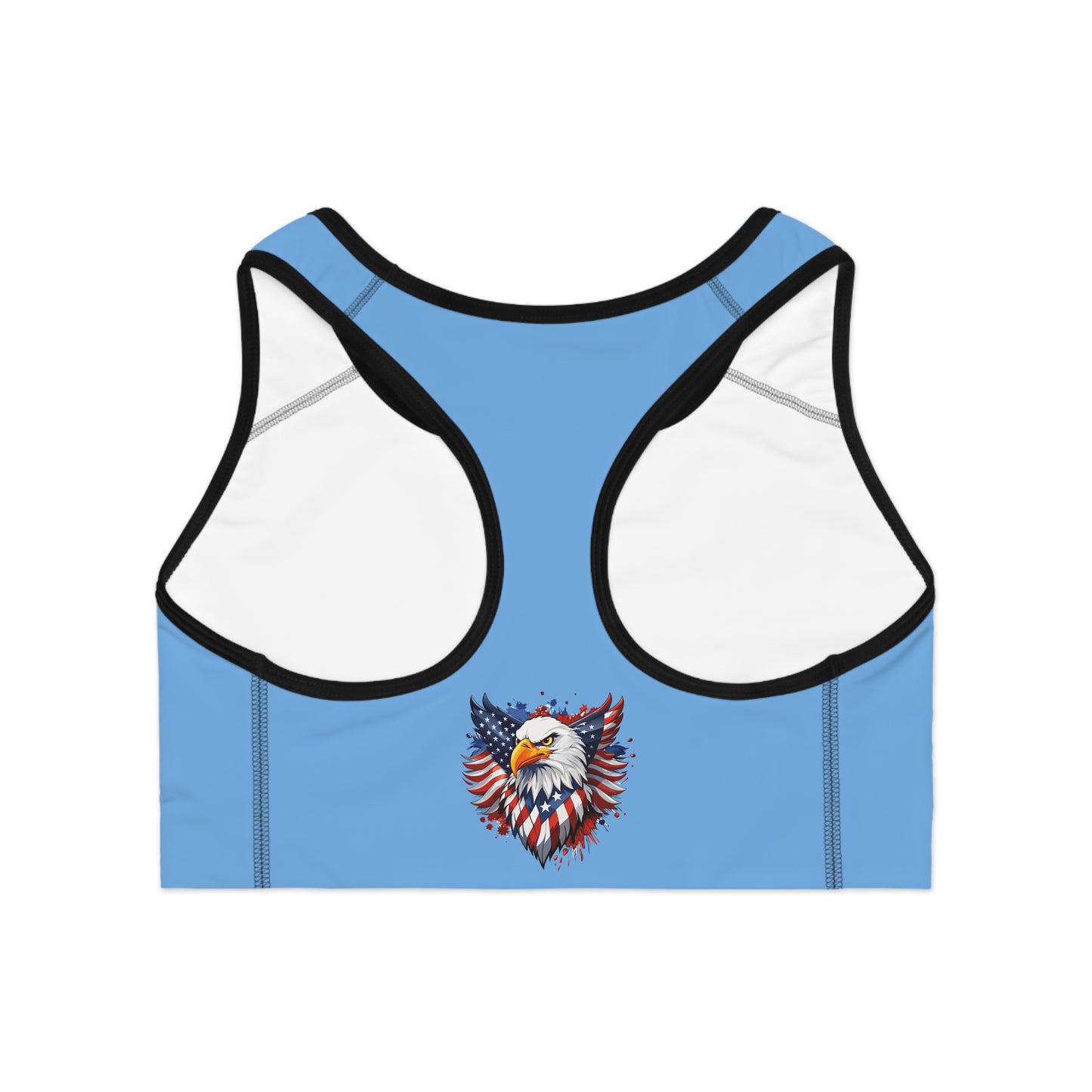 Princess Grace Patriotic Eagle Sports Bra USA Flag Design Perfect for Activewear