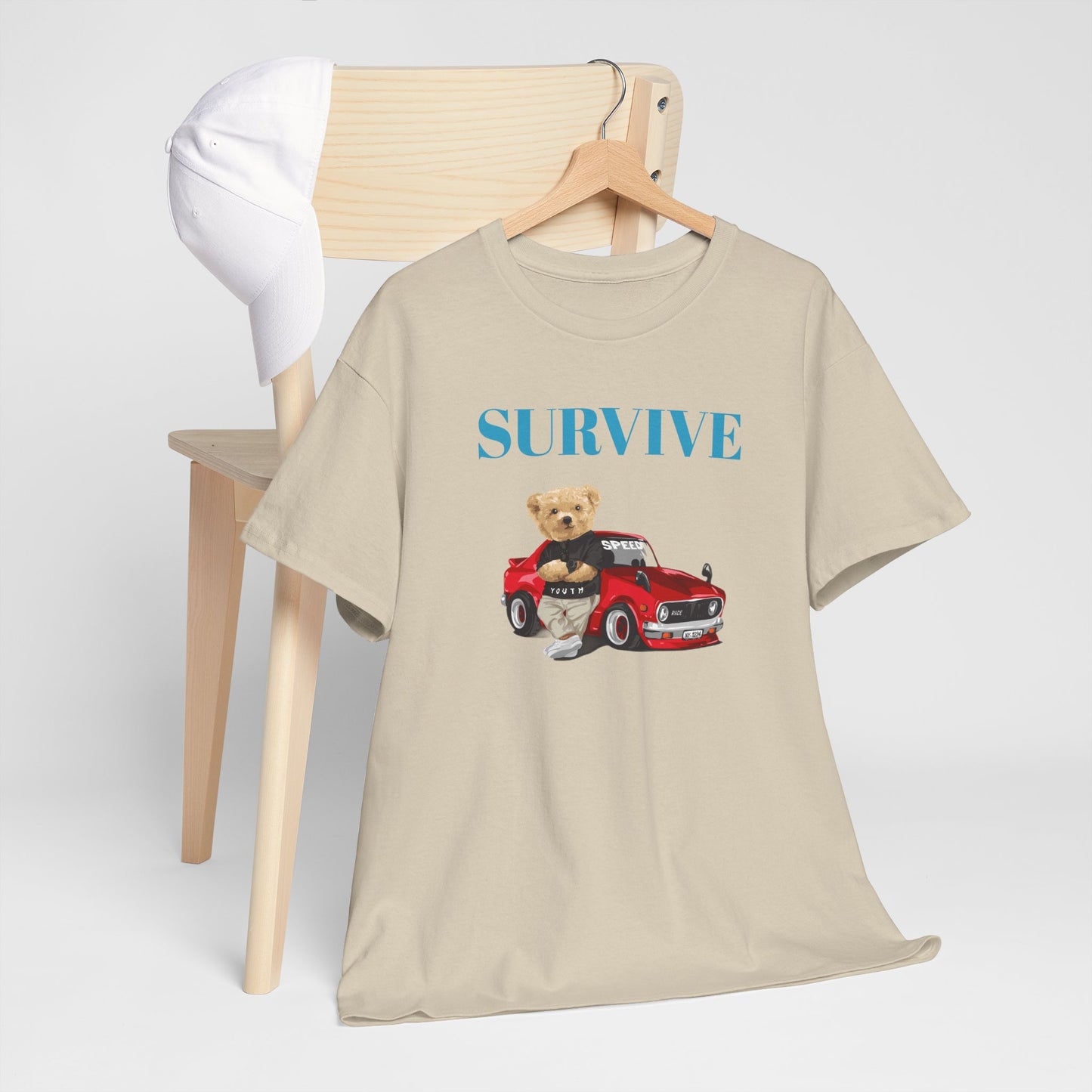 Princess Grace Survive Bear Graphic Unisex Heavy Cotton Tee