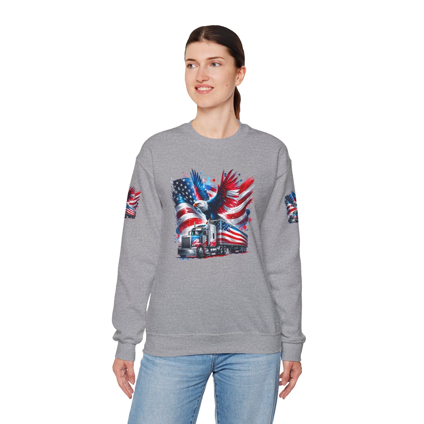 Princess Grace Patriotic Eagle Sweatshirt Unisex Heavy Blend Crewneck for Independence Day Veteran's Day & Everyday Comfort