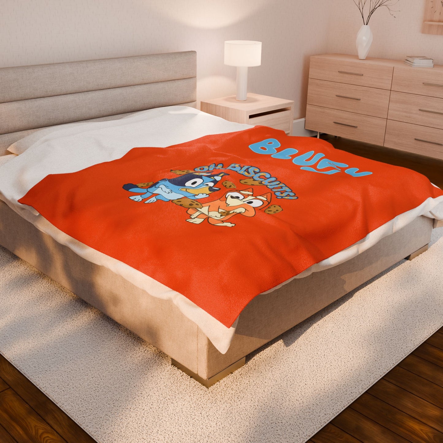 Princess Grace Bluey Cartoon Velveteen Plush Blanket Cozy Kids Gift for Comfort and Playtime