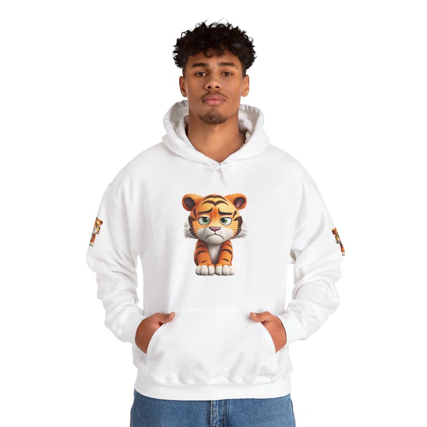 Princess Grace Playful Tiger Graphic Hoodie Unisex Heavy Blend Sweatshirt for Kids and Adults