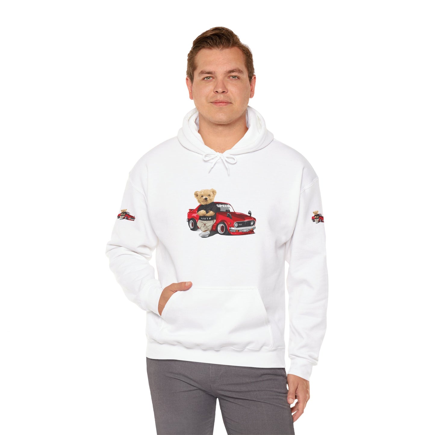 Princess Grace Vintage Bear Car Hoodie Fun Unisex Sweatshirt for Auto Lovers