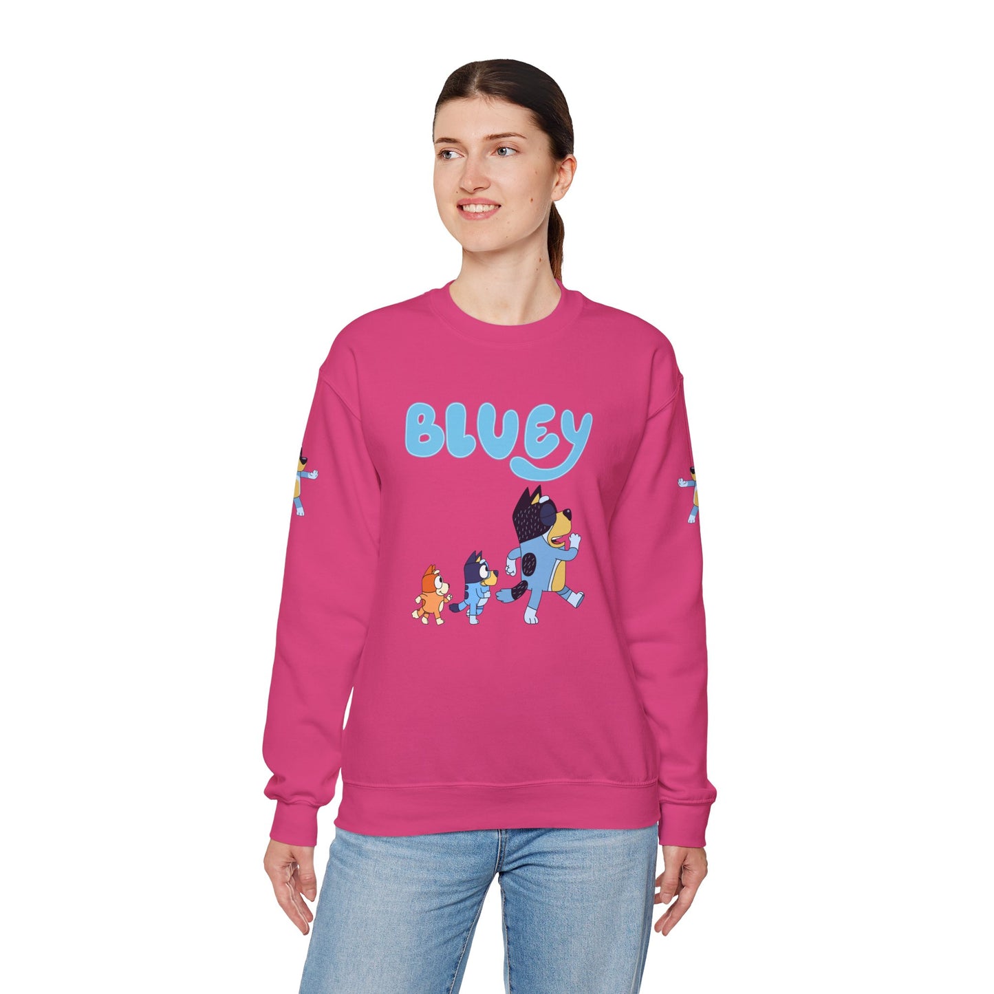 Princess Grace Bluey Family Unisex Crewneck Sweatshirt Cozy Cartoon Apparel