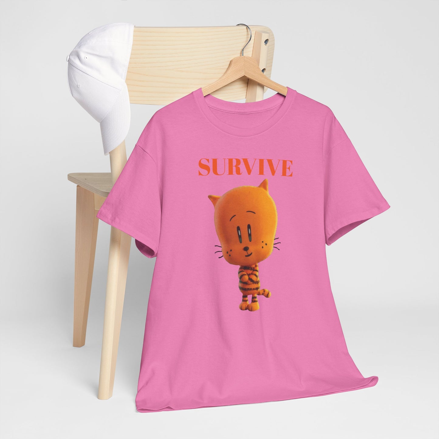 Princess Grace Survive Themed Unisex Heavy Cotton Tee Cute Cartoon Cat Design