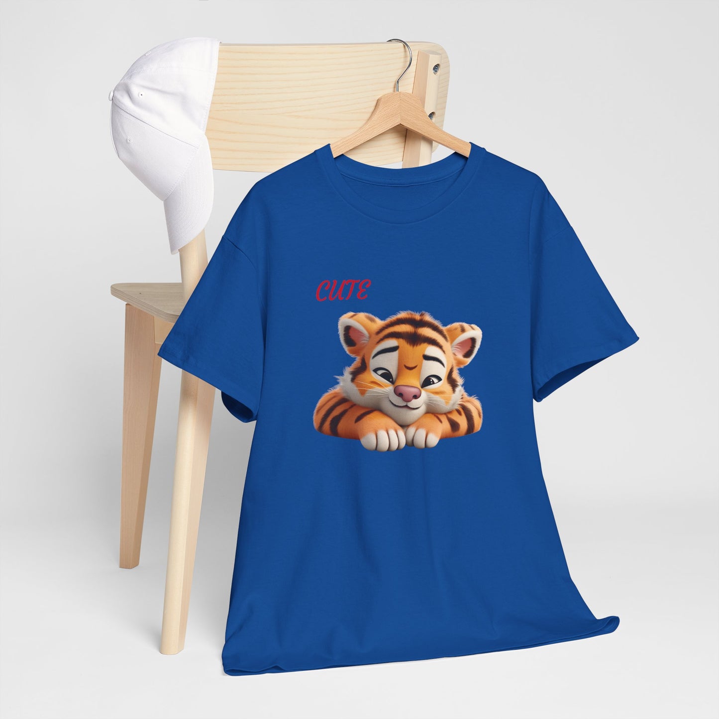 Princess Grace Cute Tiger Graphic Unisex Heavy Cotton Tee Perfect for Animal Lovers and Everyday Comfort