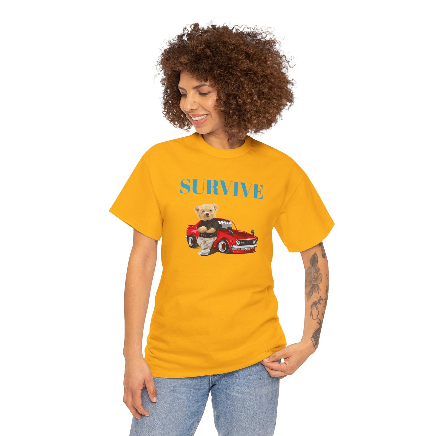 Princess Grace Survive Bear Graphic Unisex Heavy Cotton Tee