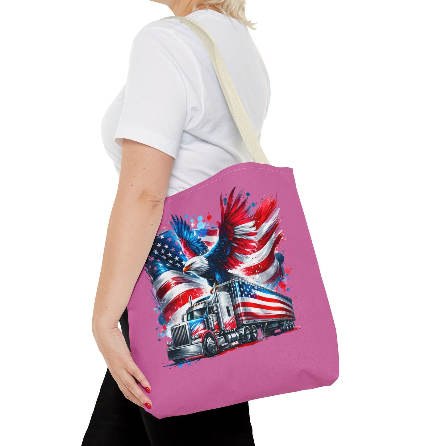 Princess Grace Patriotic Eagle Truck Tote Bag American Flag Design for Truck Enthusiasts