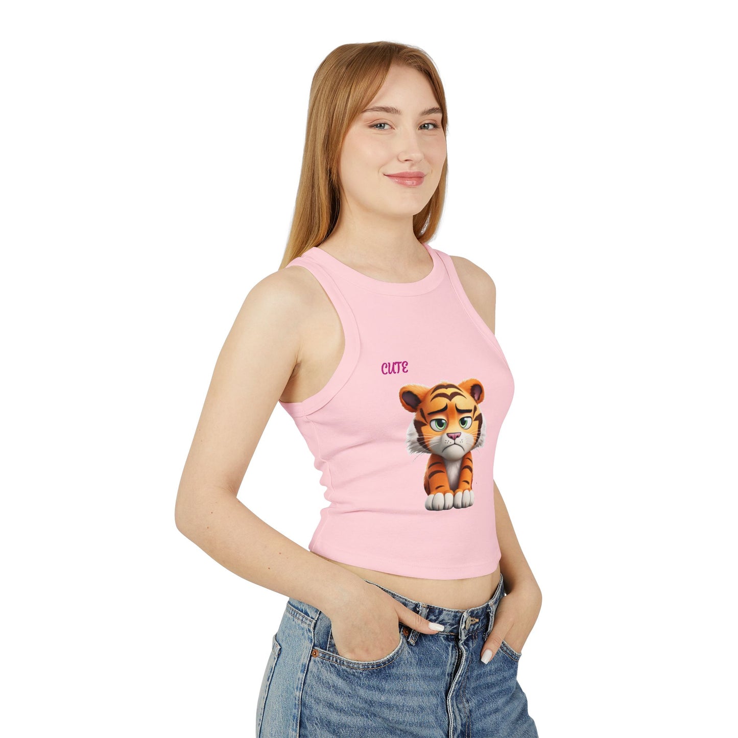 Princess Grace Cute Tiger Women's Micro Rib Racer Tank Top Stylish Summer Wear
