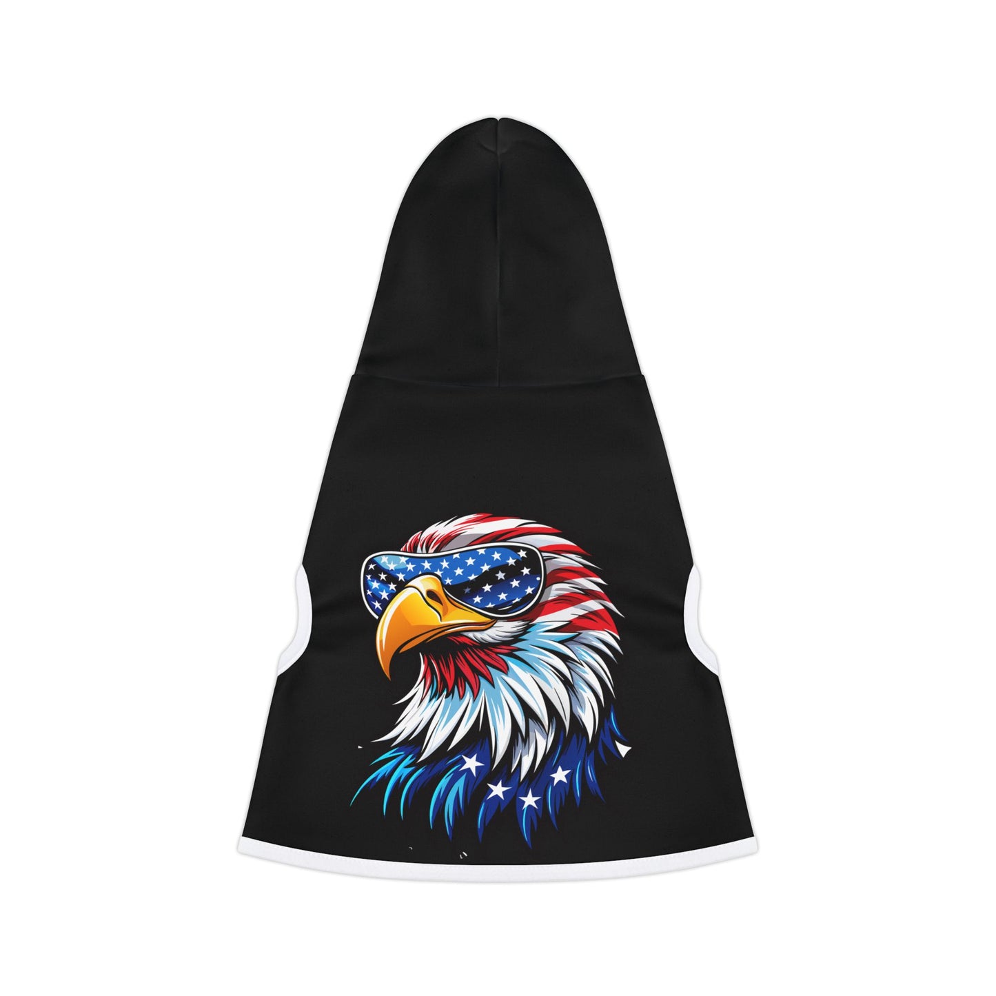 Princess Grace Patriotic Eagle Pet Hoodie Stylish Black Dog Sweatshirt with America Themed Design