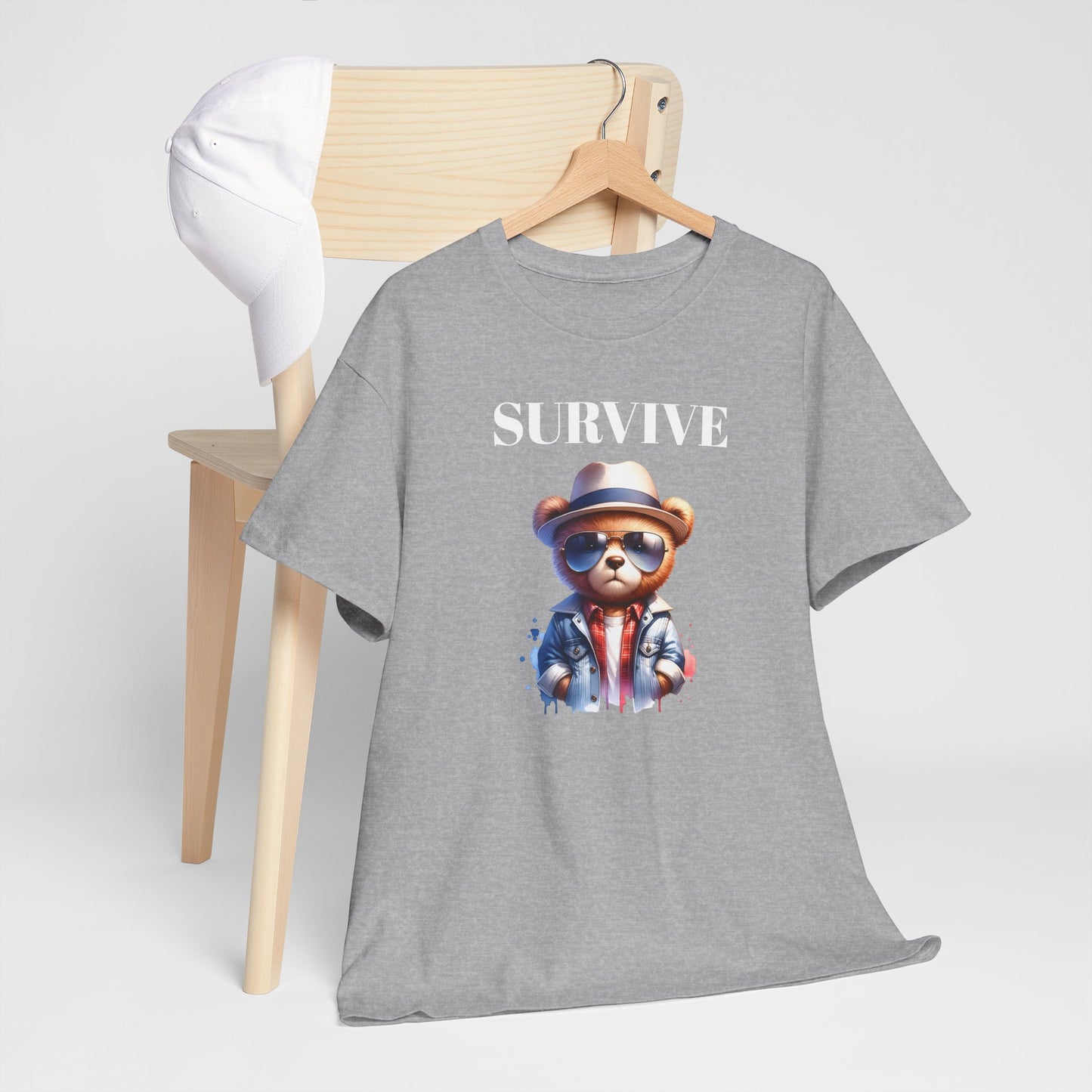 Princess Grace Cool Bear Graphic Tee 'Survive' Unisex Heavy Cotton T-Shirt