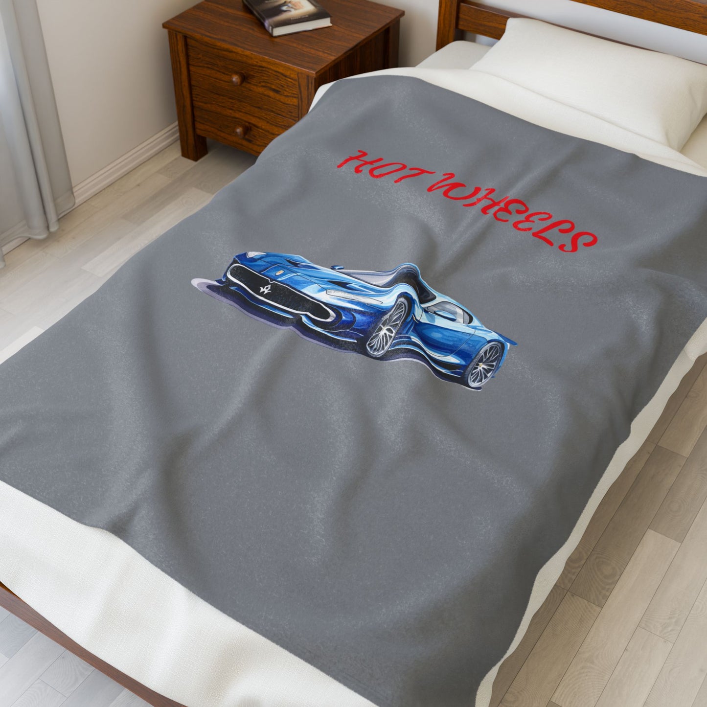 Princess Grace Hot Wheels Velveteen Plush Blanket Cozy Car Themed Throw for Kids and Car Enthusiasts