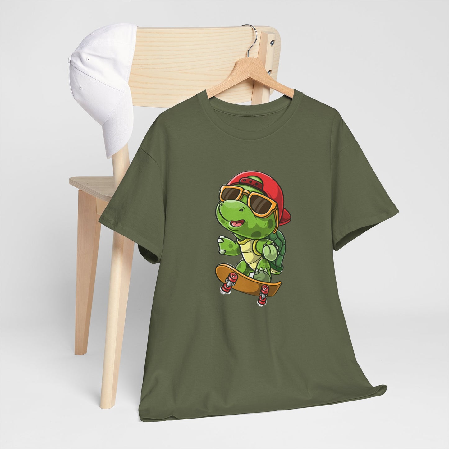 Princess Grace Cool Skateboarding Turtle Unisex Heavy Cotton Tee