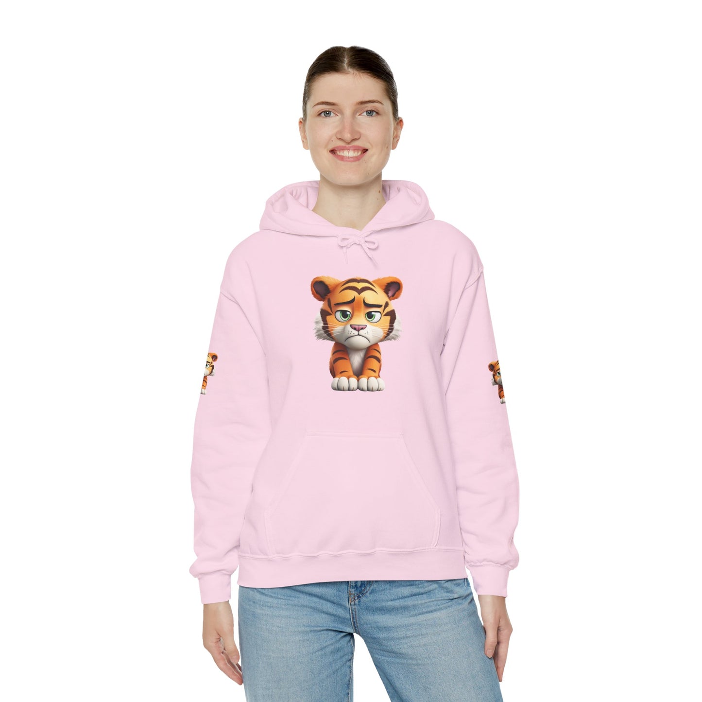Princess Grace Playful Tiger Graphic Hoodie Unisex Heavy Blend Sweatshirt for Kids and Adults