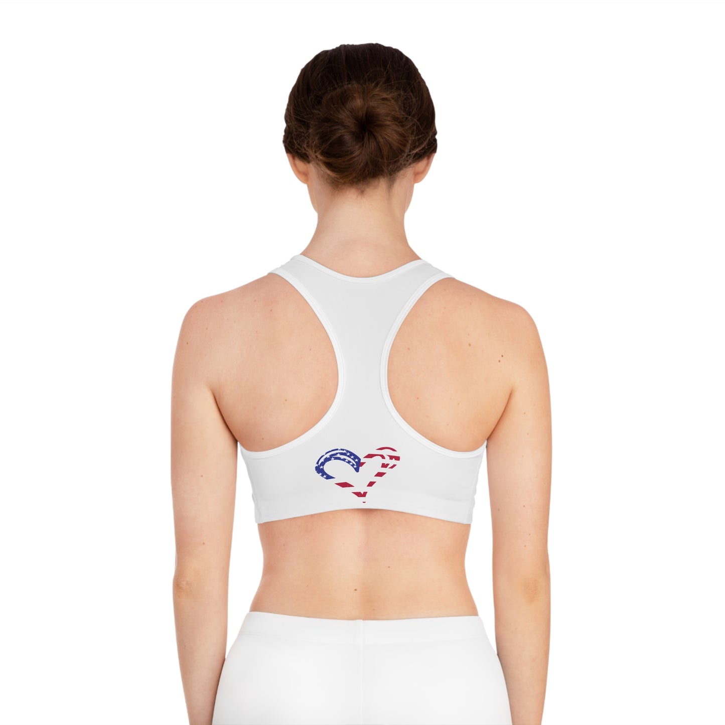 Princess Grace Patriotic Heart Sports Bra for Active Women