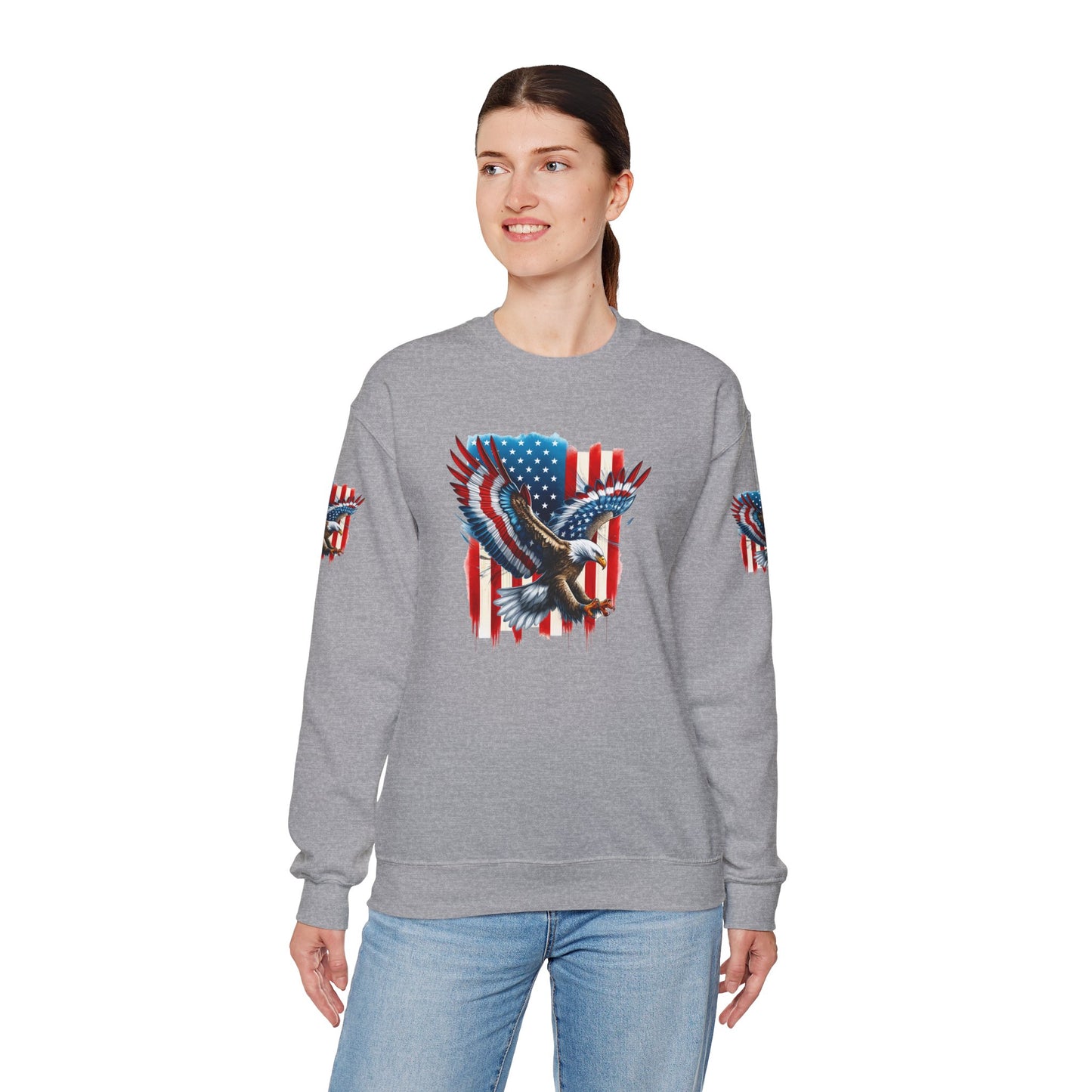 Princess Grace Patriotic Eagle Crewneck Sweatshirt Unisex Heavy Blend