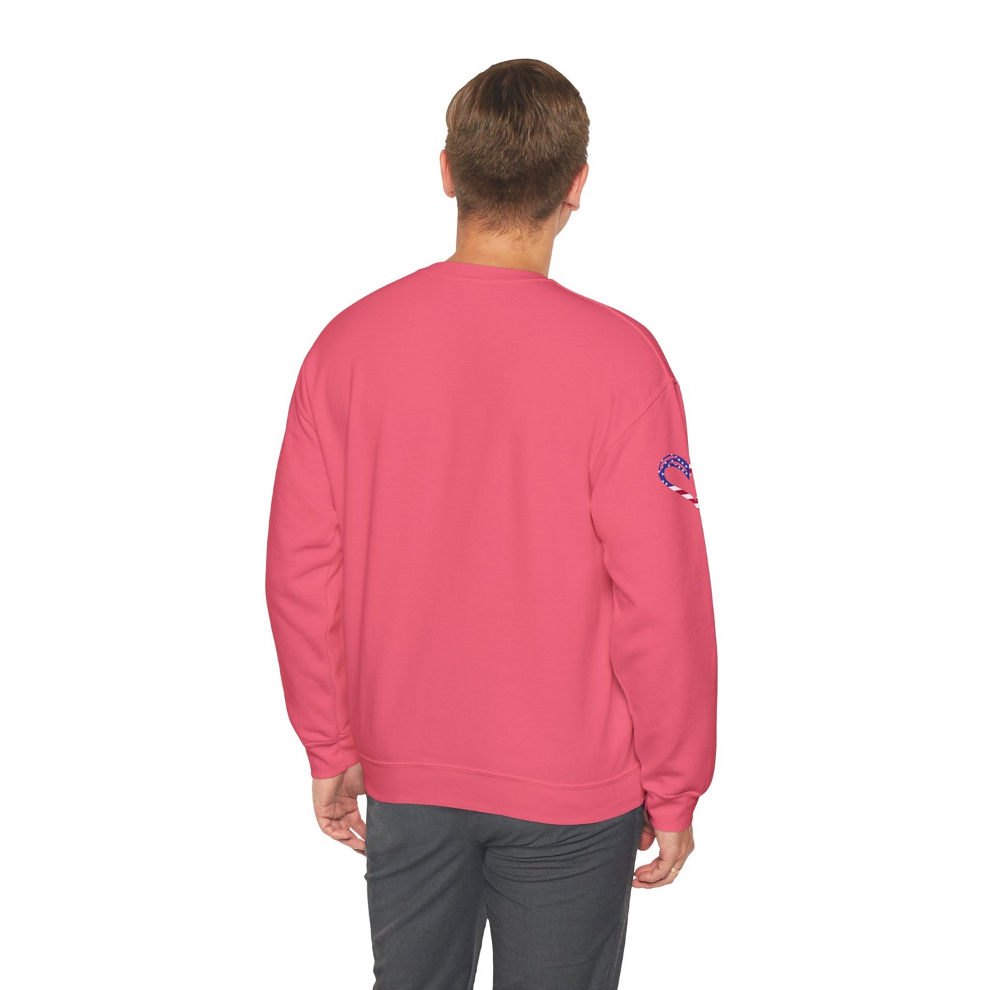 Princess Grace Patriotic Heart Sweatshirt Unisex Heavy Blend Crewneck with Candy Cane Design
