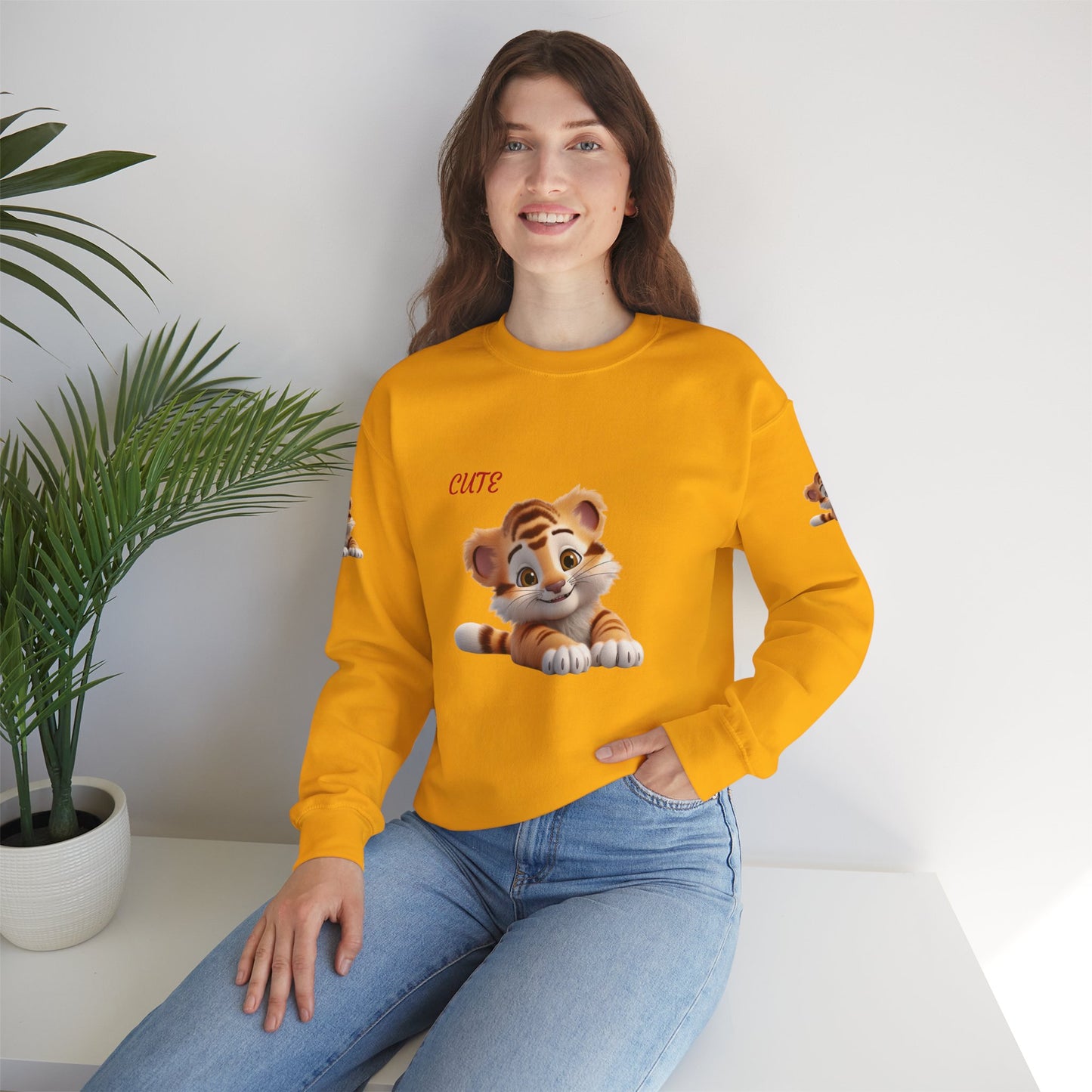 Princess Grace Cute Tiger Graphic Sweatshirt Unisex Heavy Blend Crewneck