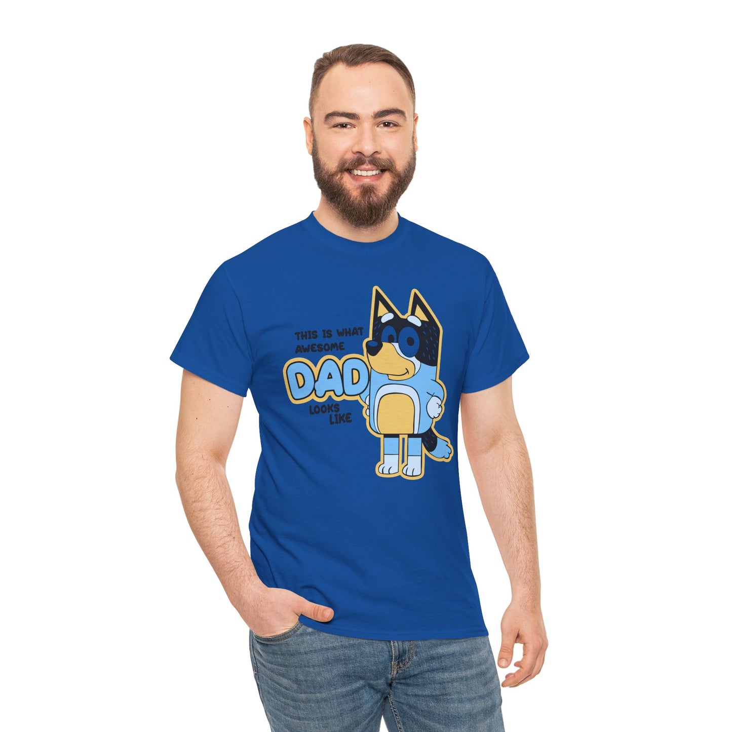 Princess Grace Bluey Awesome Dad Unisex Heavy Cotton Tee Funny Gift for Father's Day