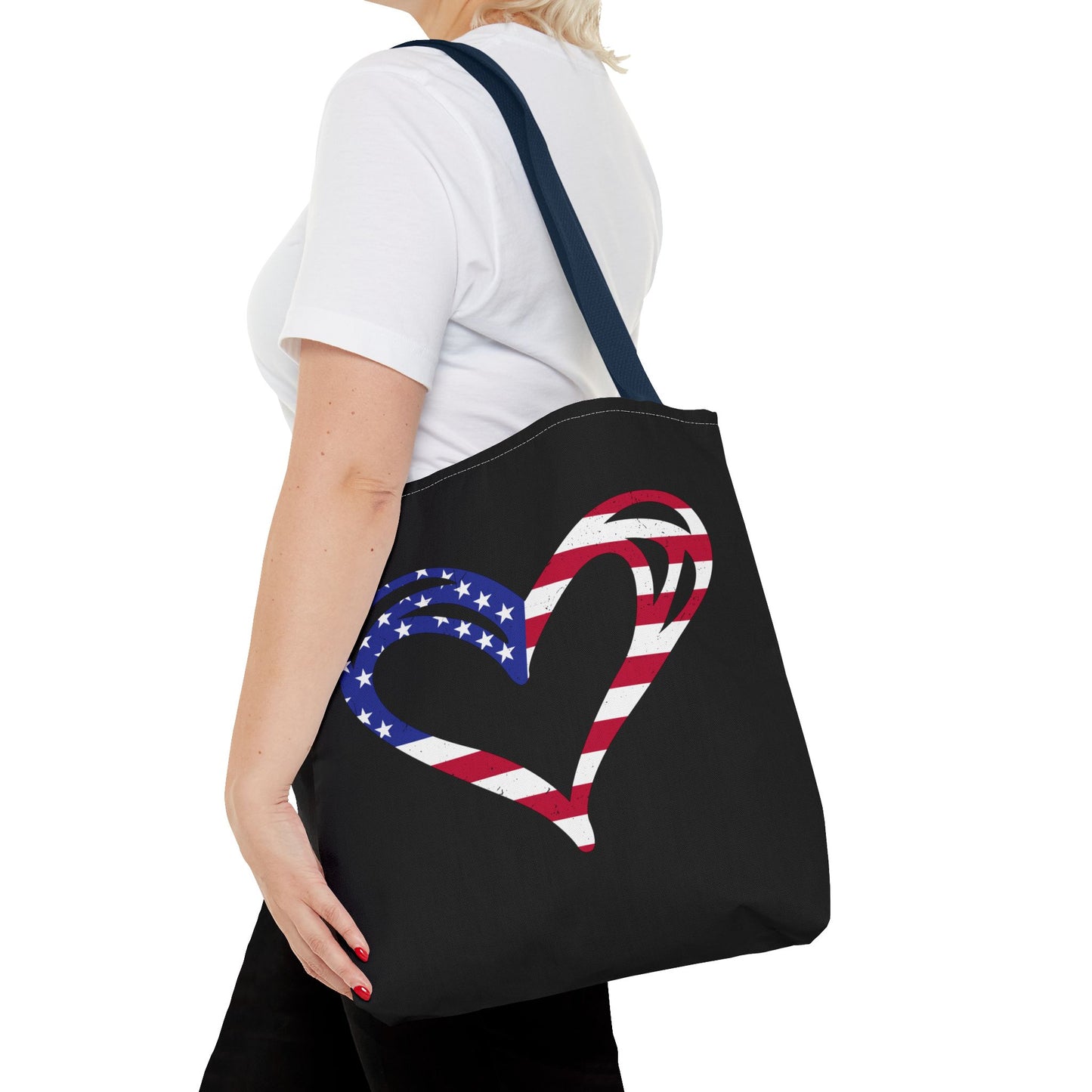Princess Grace Patriotic Heart Tote Bag Love for America Design