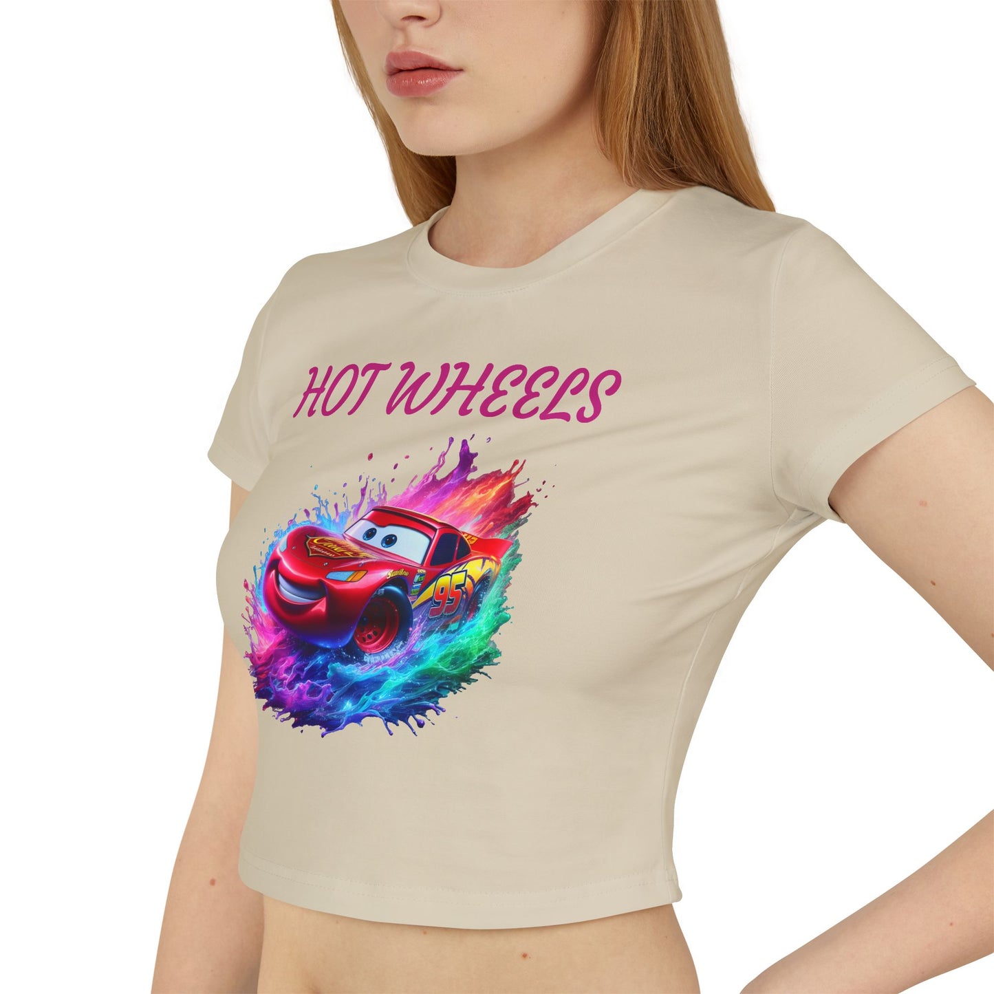 Princess Grace Hot Wheels Women's Baby Tee Colorful Lightning McQueen Shirt