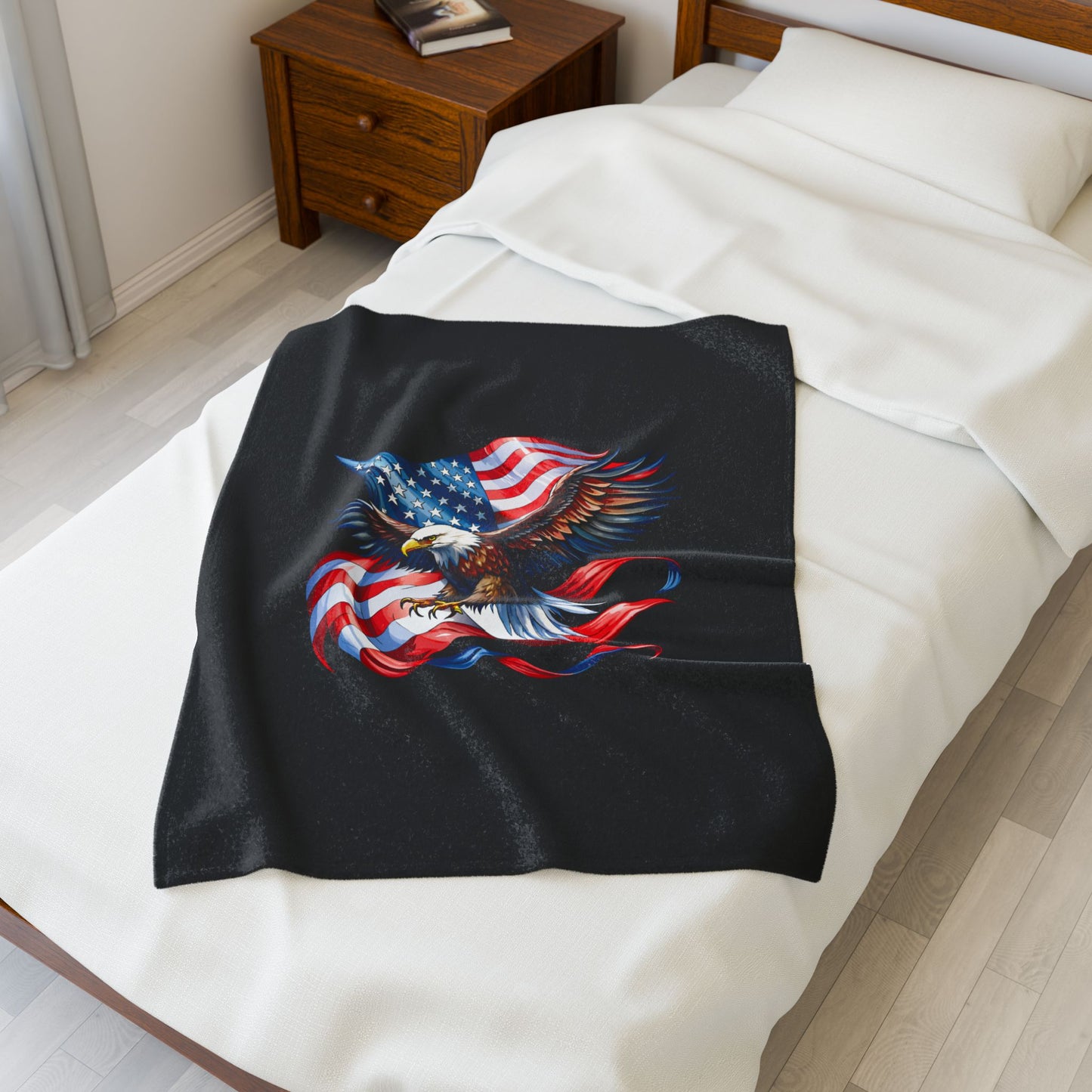 Princess Grace Patriotic Eagle Velveteen Plush Blanket