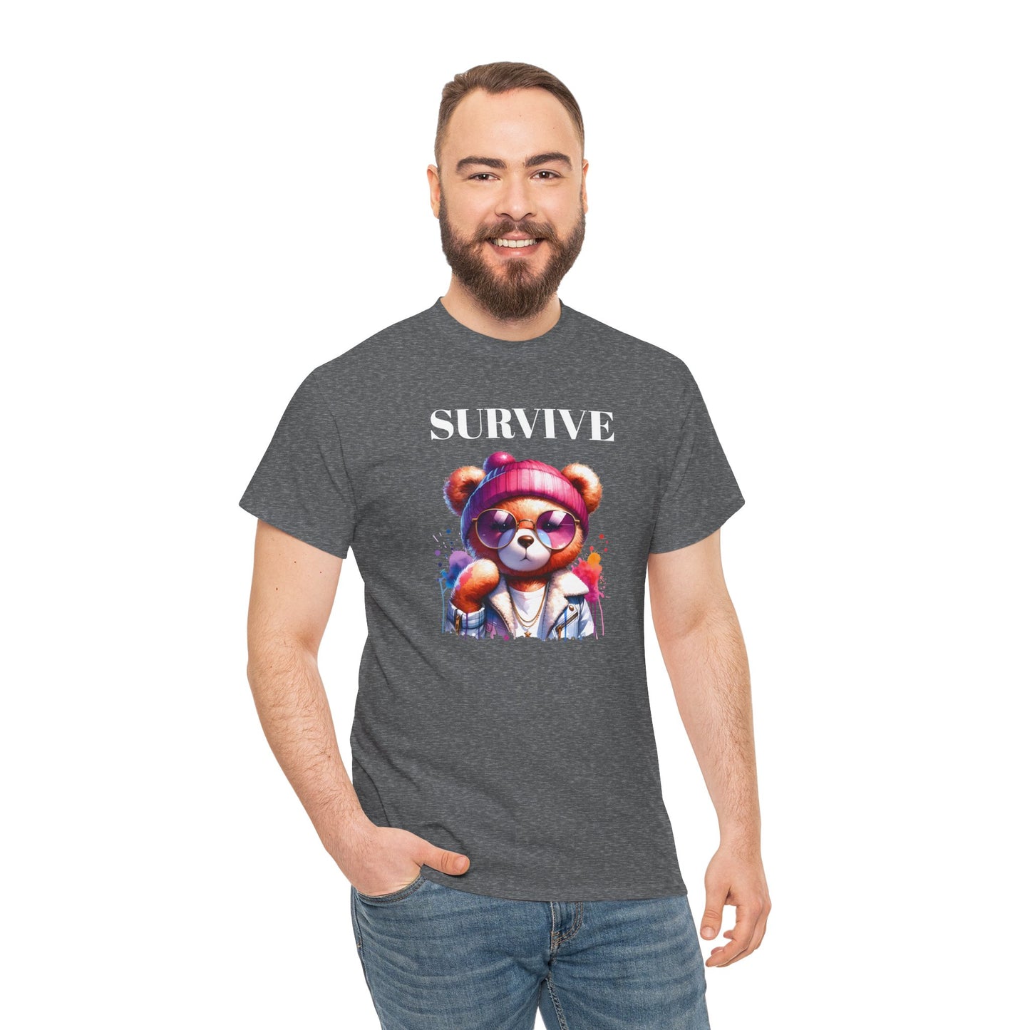 Princess Grace Survive Bear Graphic Tee Unisex Heavy Cotton T-Shirt
