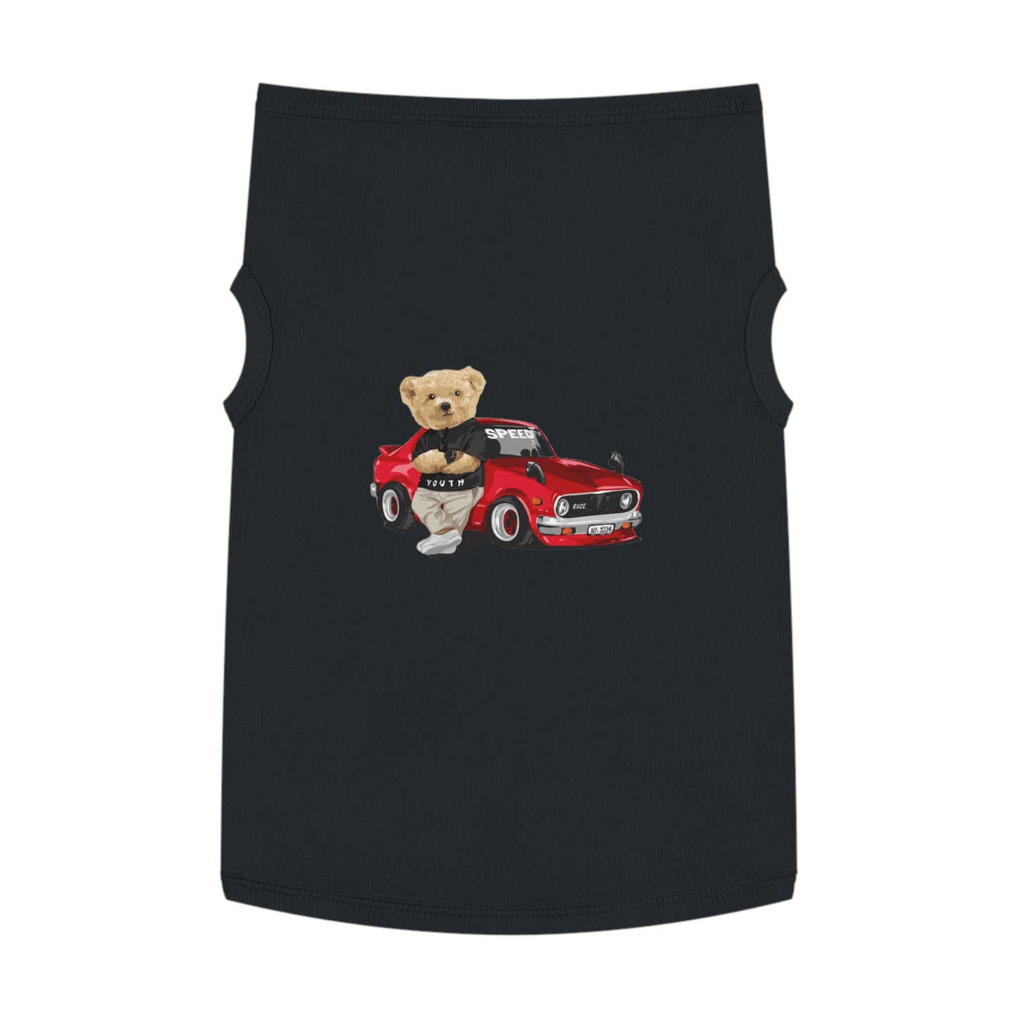 Princess CUTE Pet Tank Top with Racing Bear Graphic Perfect for Playful Pets