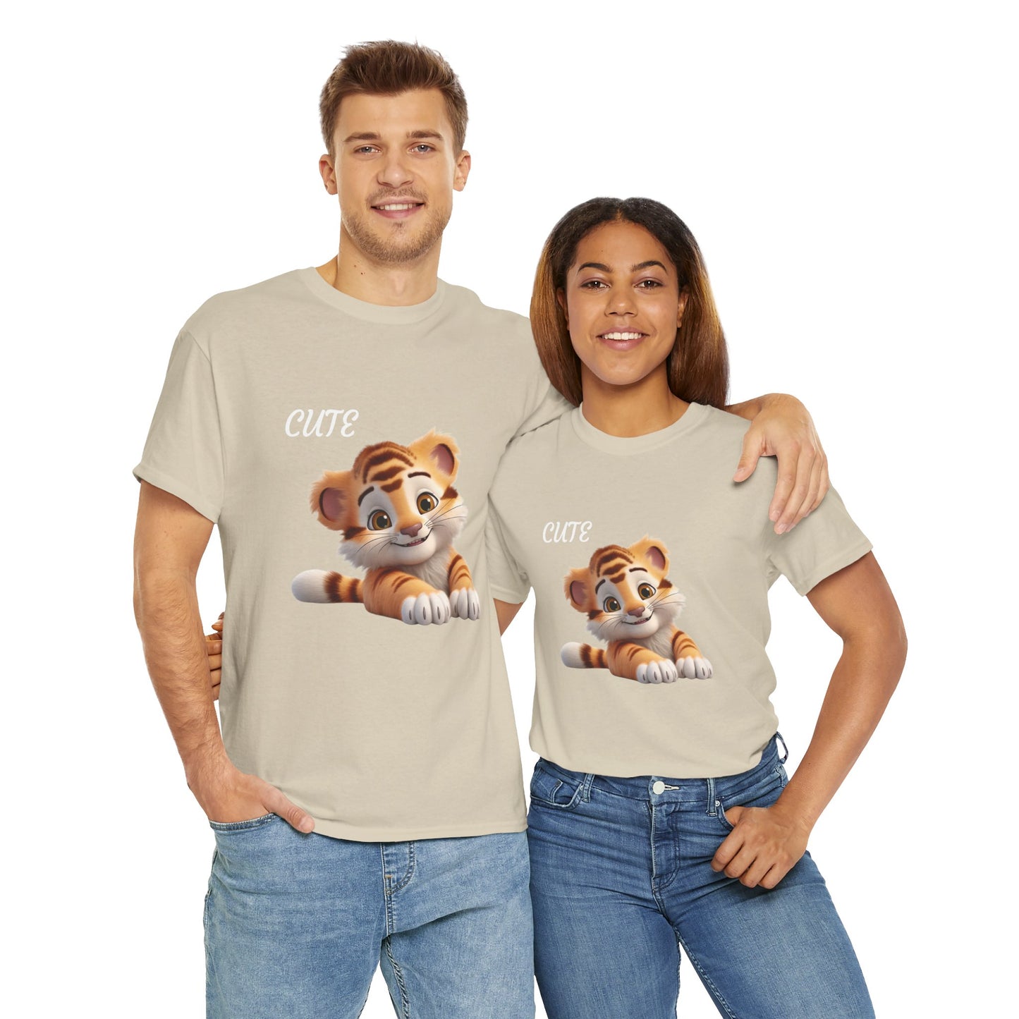 Princess Grace Cute Tiger Graphic Unisex Heavy Cotton Tee Perfect for Animal Lovers