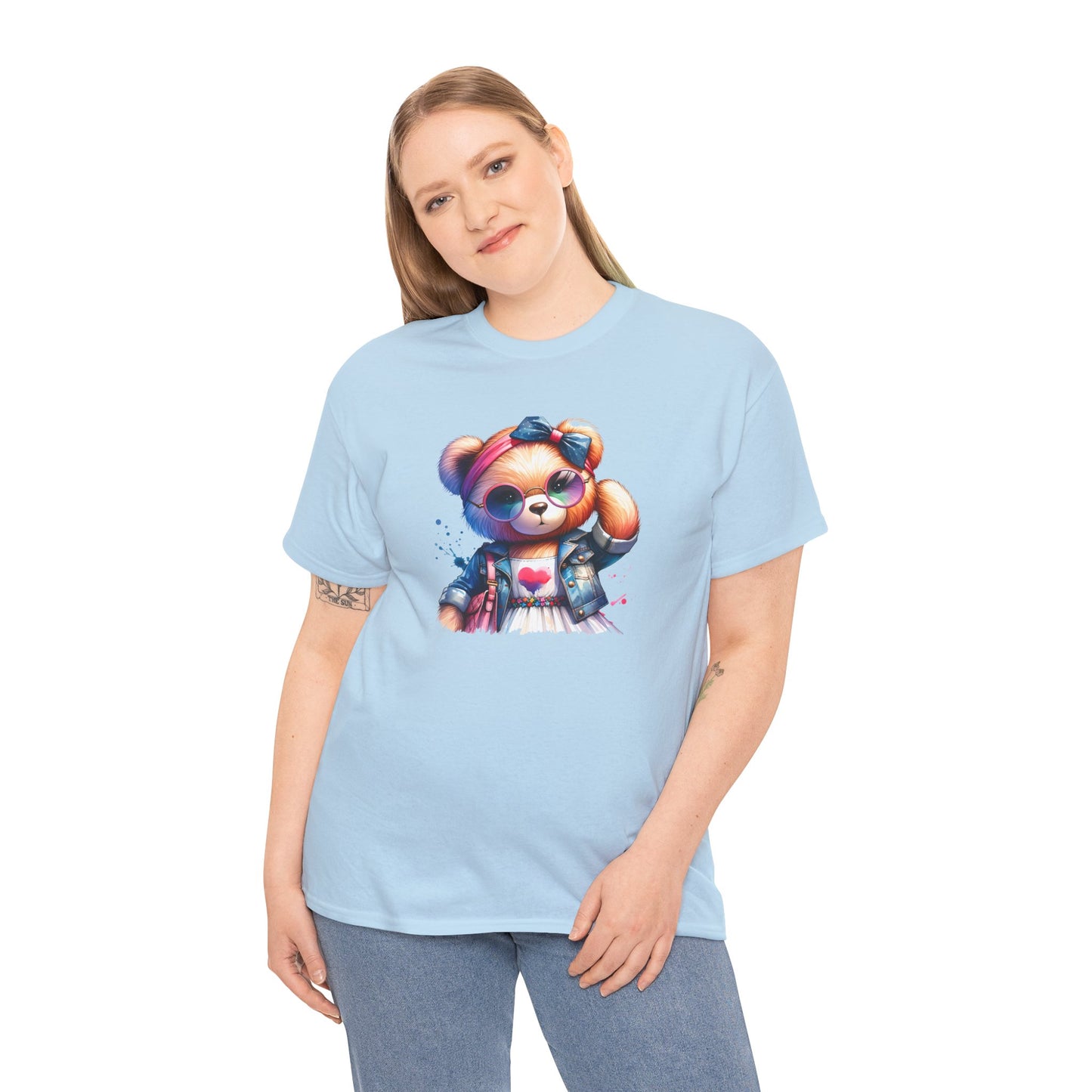 Princess Grace Cute Teddy Bear Unisex Heavy Cotton Tee Playful Graphic T-Shirt for All Ages