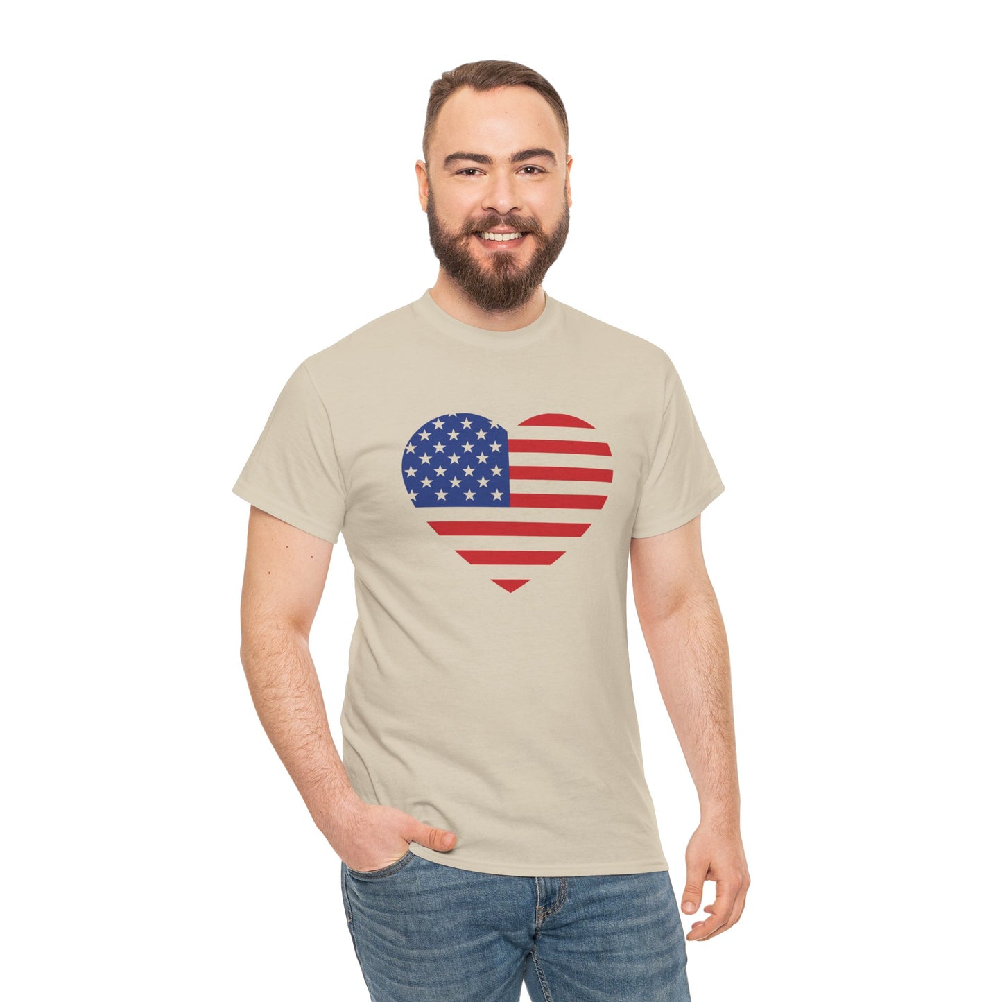Princess Grace Patriotic Heart Unisex Heavy Cotton Tee Celebrate Freedom in Style