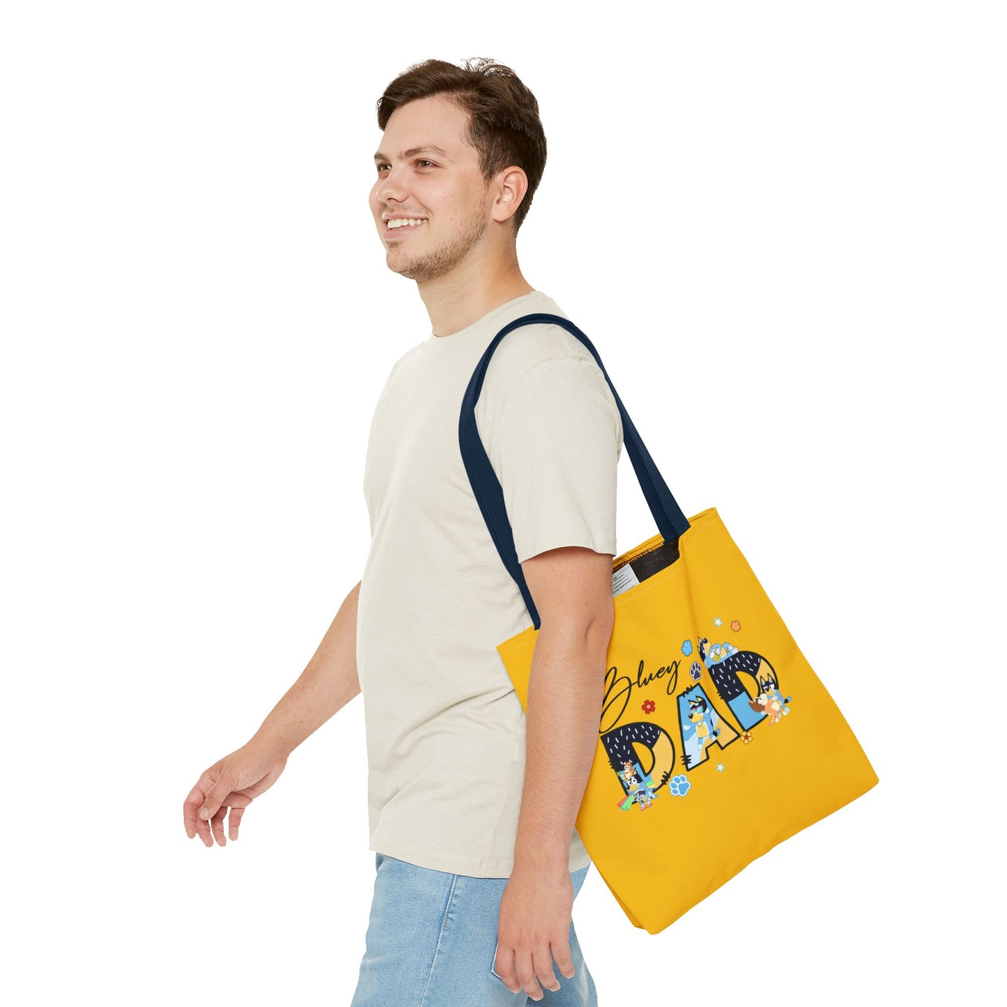 Princess Grace Bluey Dad Tote Bag Bright Yellow Dog Lovers Tote for Father's Day and Casual Outings