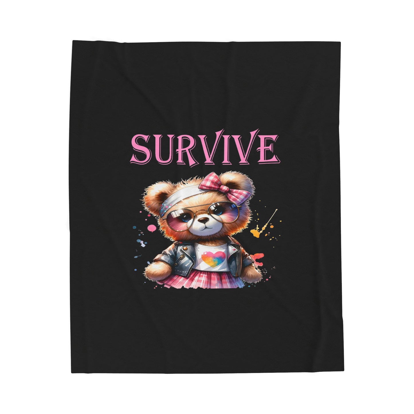 Princess Grace Survive Plush Blanket Cozy Cute Teddy Bear Design for Comfort and Style