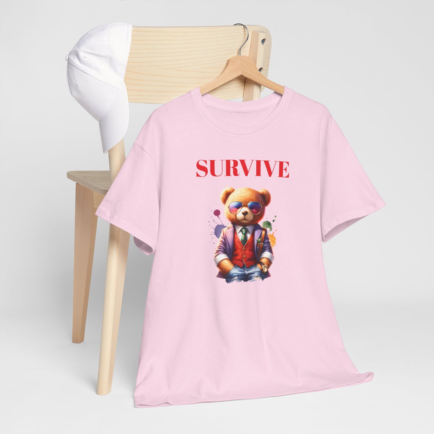 Princess Grace Survive Teddy Bear Graphic Unisex Heavy Cotton Tee