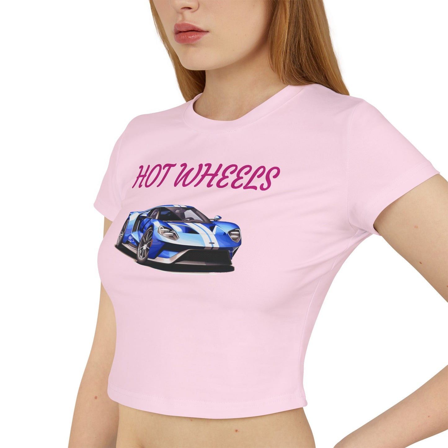 Princess Grace Hot Wheels Women's Baby Tee Cool Car Graphic Top for Automotive Enthusiasts
