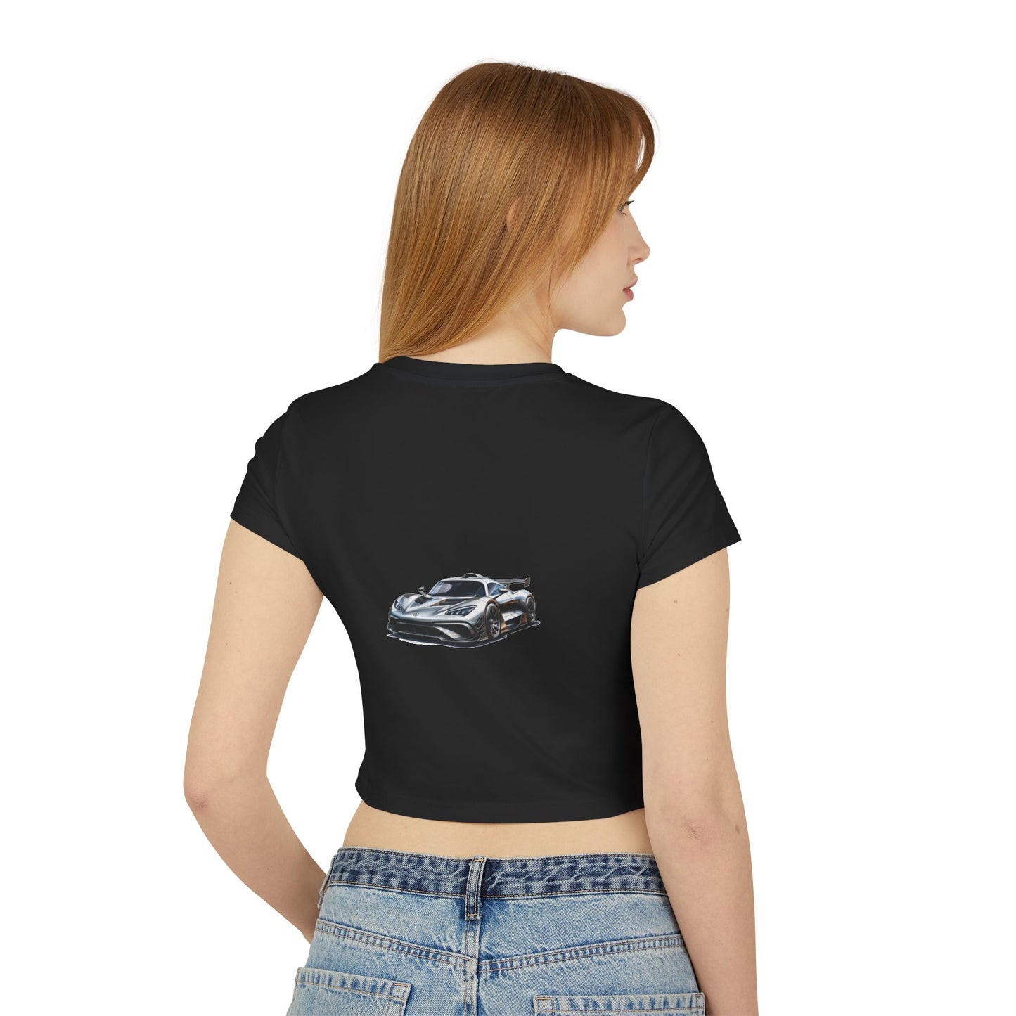 Princess Grace Hot Wheels Women's Baby Tee Trendy Car Graphic Tee for Automotive Enthusiasts