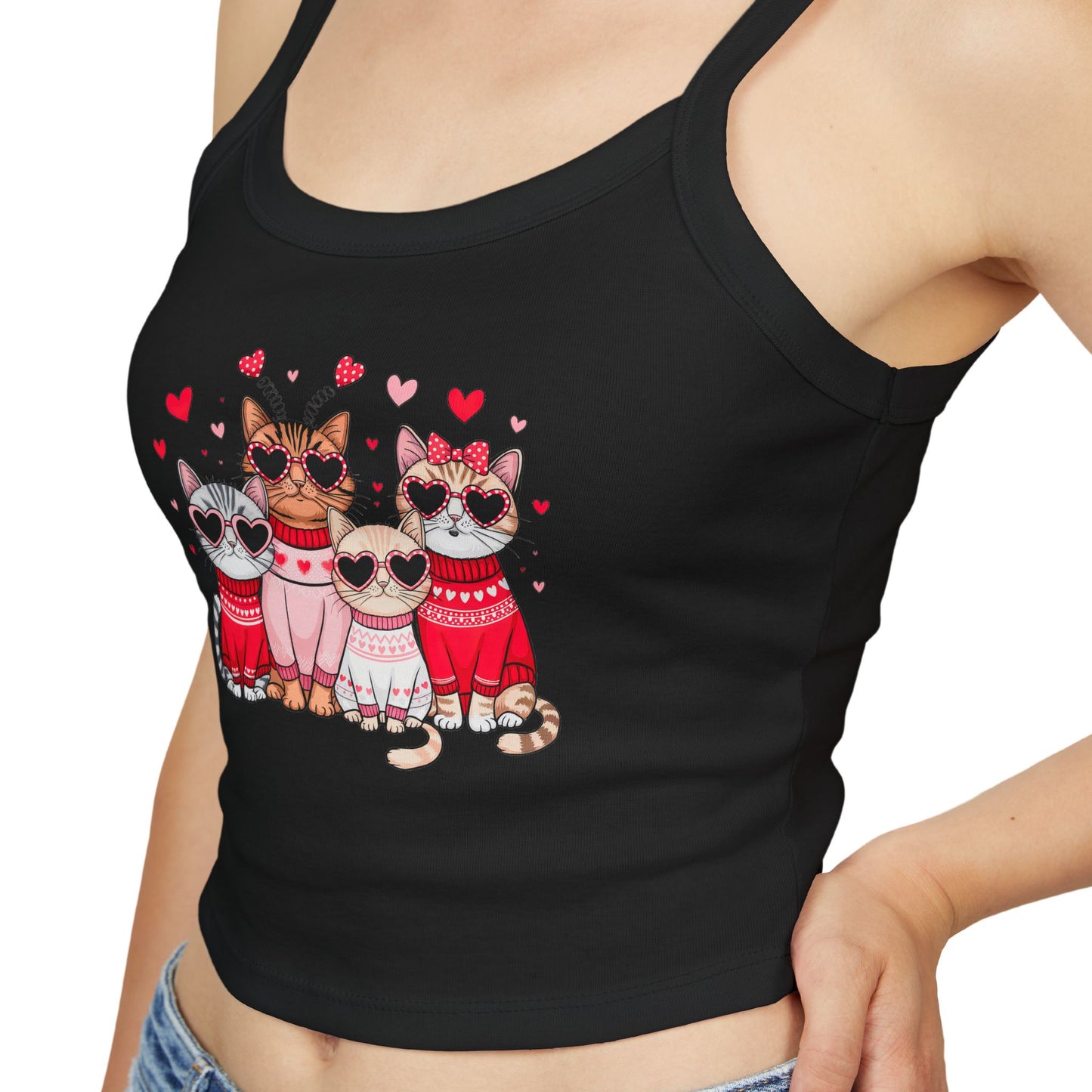 Princess Grace Cute Cats Spaghetti Strap Tank Top Perfect for Cat Lovers