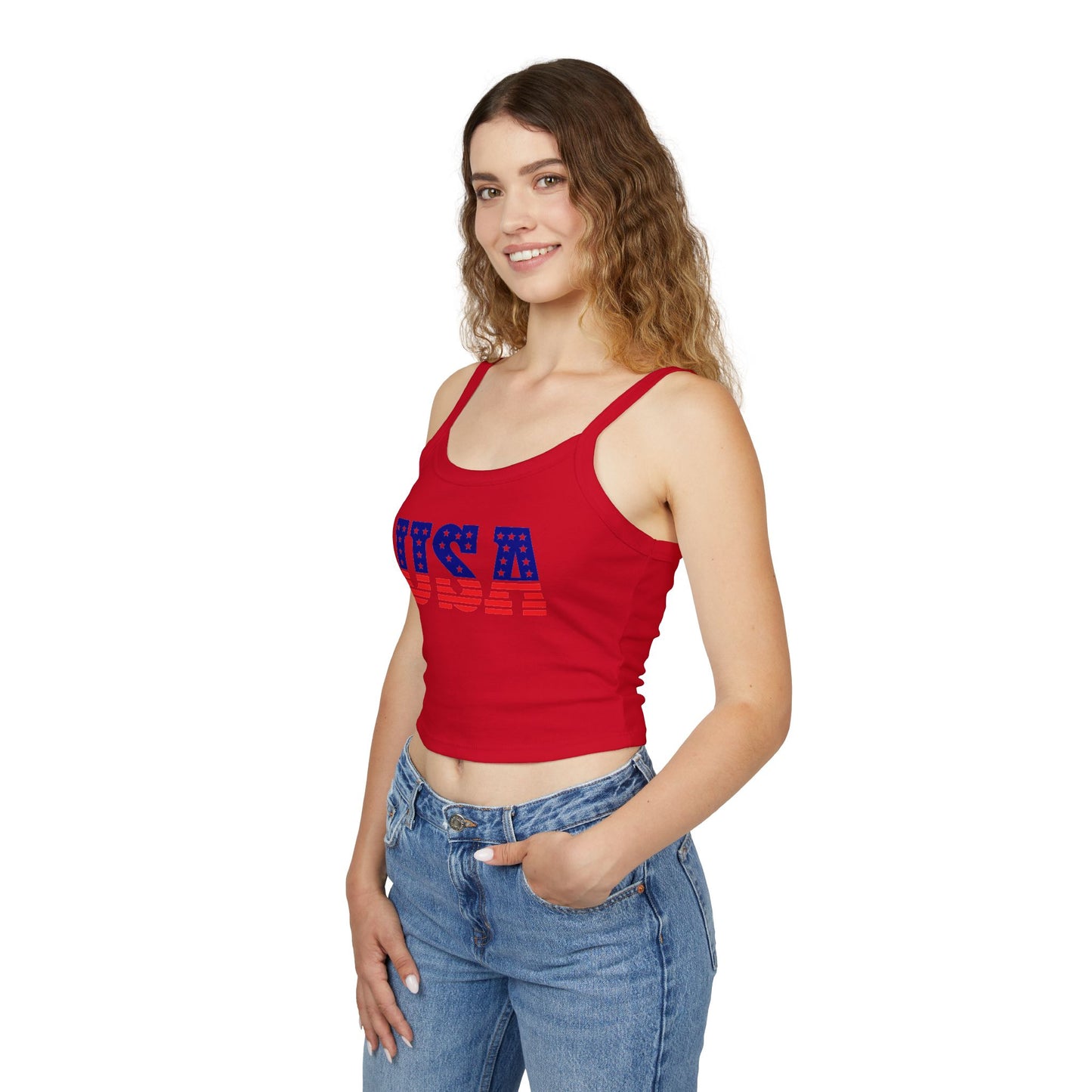 Princess Grace Stars & Stripes USA Women's Spaghetti Strap Tank Top