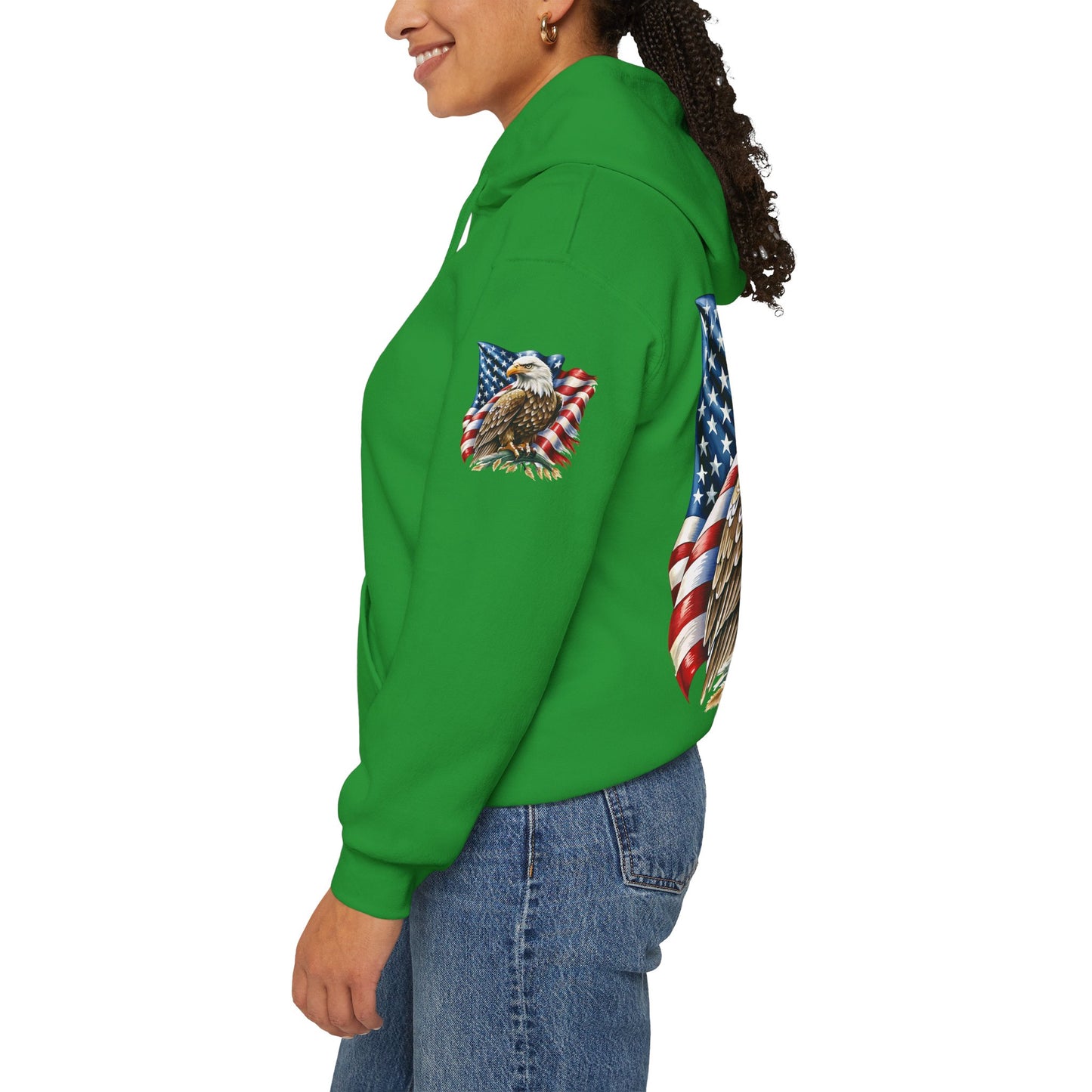 Princess Grace Patriotic Eagle Hooded Sweatshirt Unisex Heavy Blend Perfect for Memorial Day & Independence Day