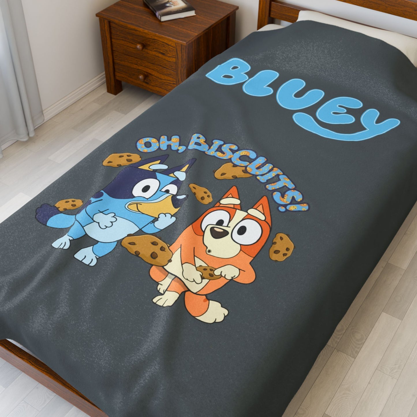 Princess Grace Bluey Oh Biscuits Velveteen Plush Blanket Cozy Kids Throw for Comfort and Fun