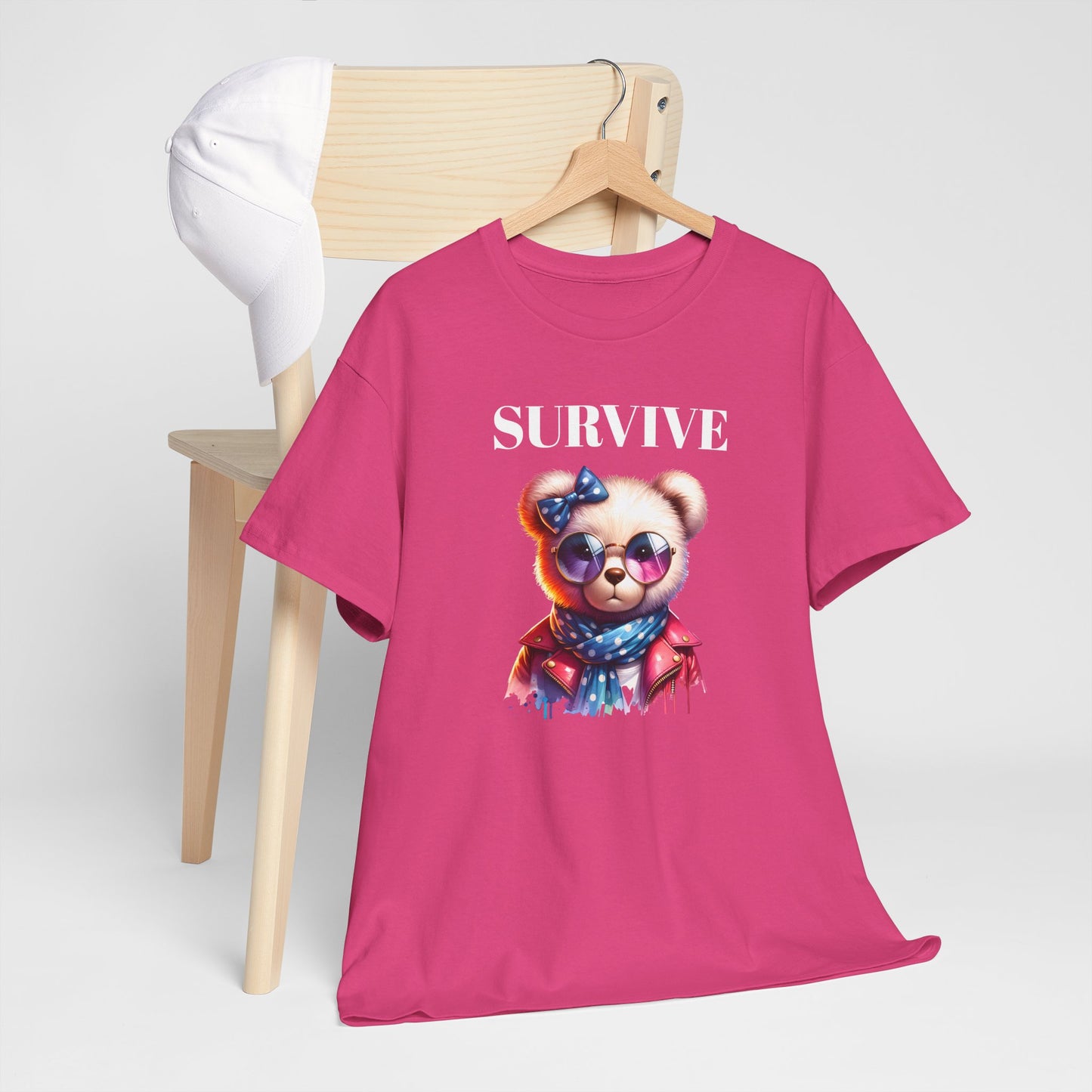 Princess Grace Cute Panda Illustration "Survive" Unisex Heavy Cotton Tee