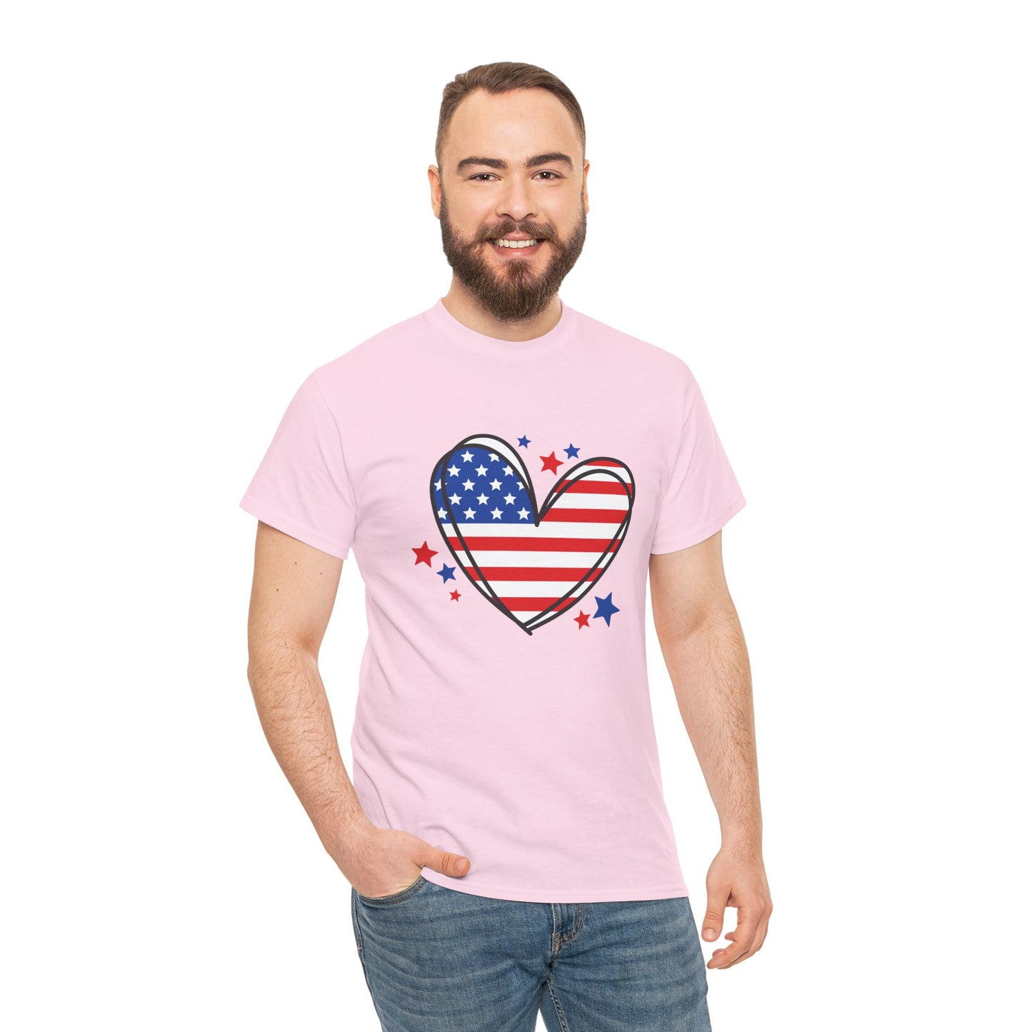 Princess Grace Patriotic Heart Unisex Heavy Cotton Tee USA Love T-Shirt