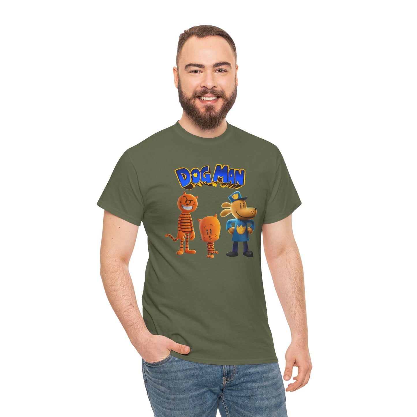 Princess Grace Dog Man Cartoon Unisex Heavy Cotton Tee Fun Graphic Tee for Kids and Fans
