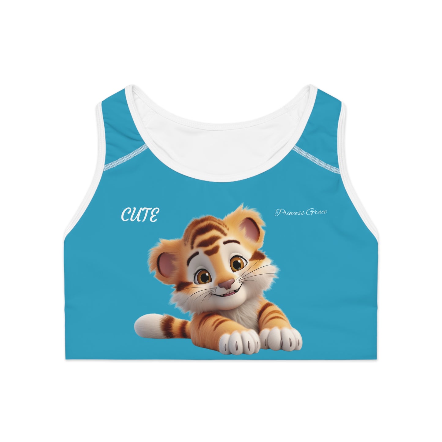 Princess Grace Cute Tiger Graphic Sports Bra for Active Lifestyle