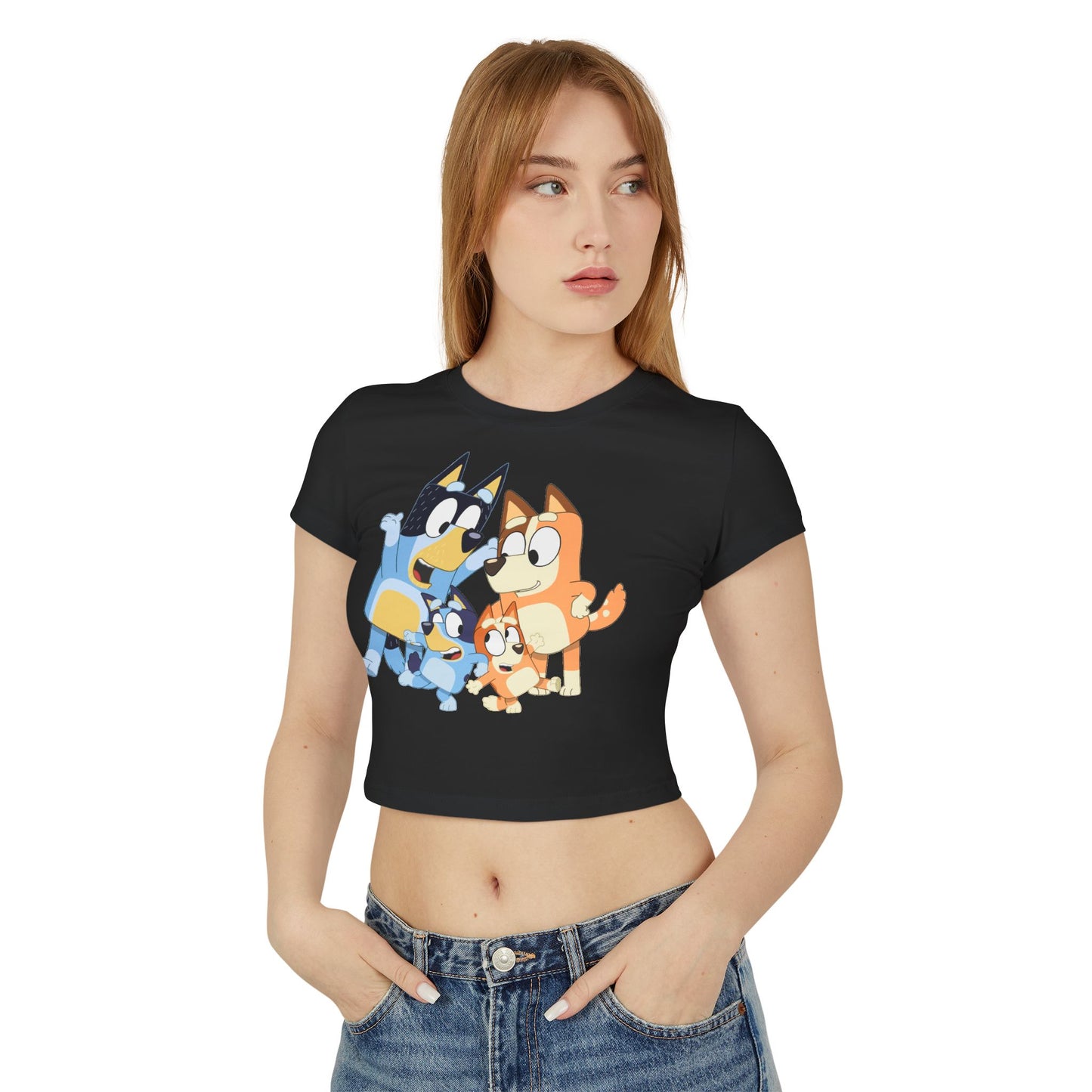 Princess Grace Bluey Family Women's Baby Tee Cute Kids' Cartoon Graphic T-Shirt