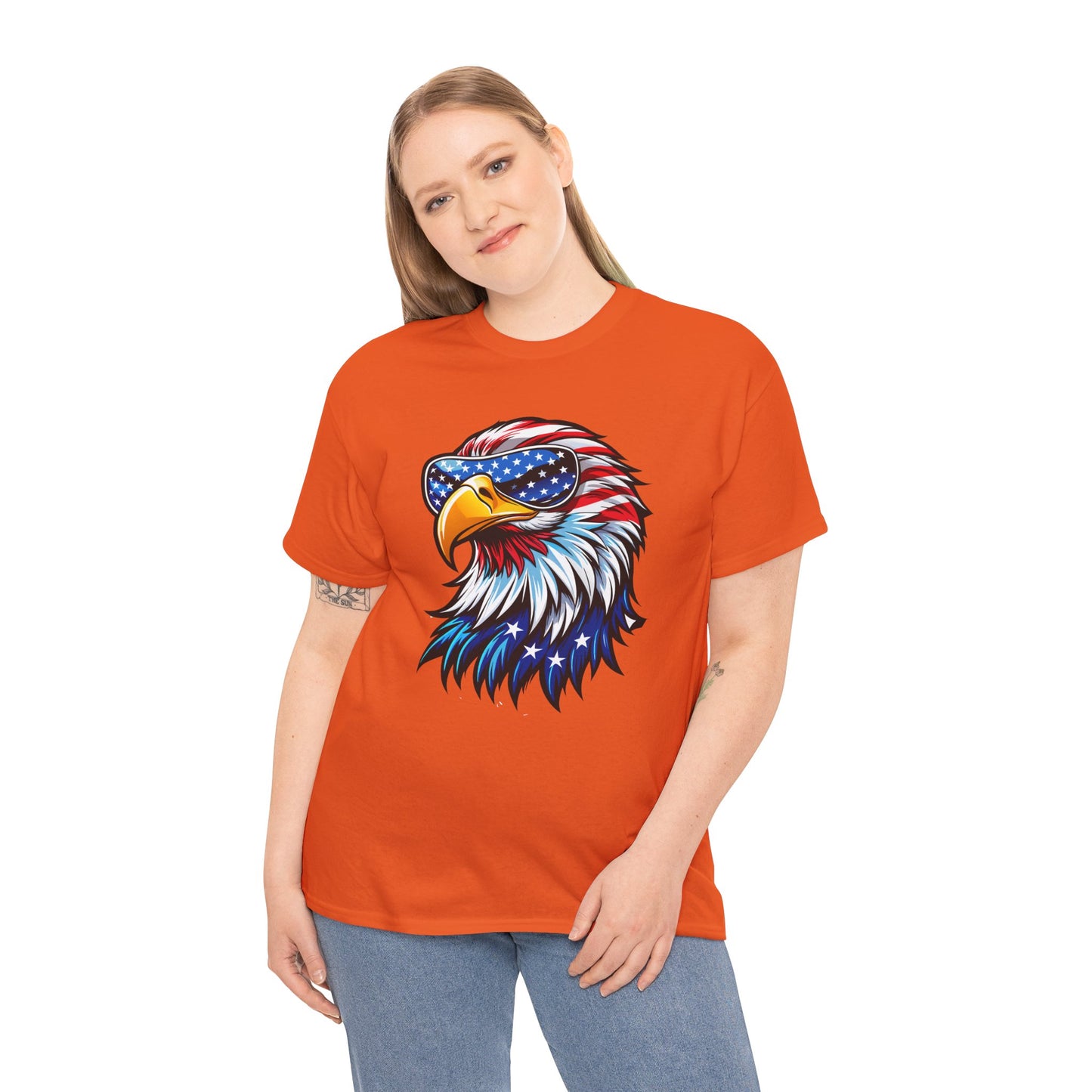 Princess Grace Patriotic Eagle Unisex Heavy Cotton Tee 4th of July Spirit